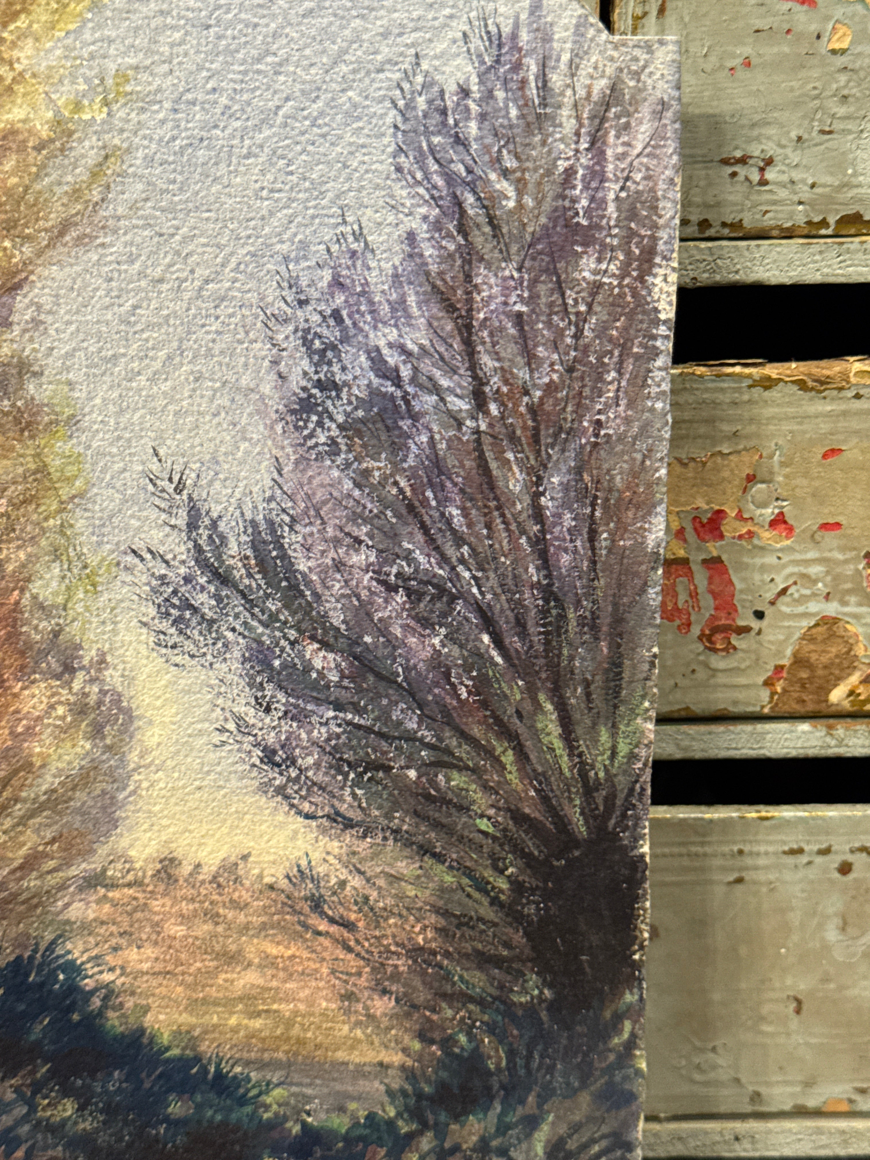 Antique Original 1870s French Watercolor