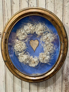 Antique French 1871 Memento Mori Framed Floral Wreath