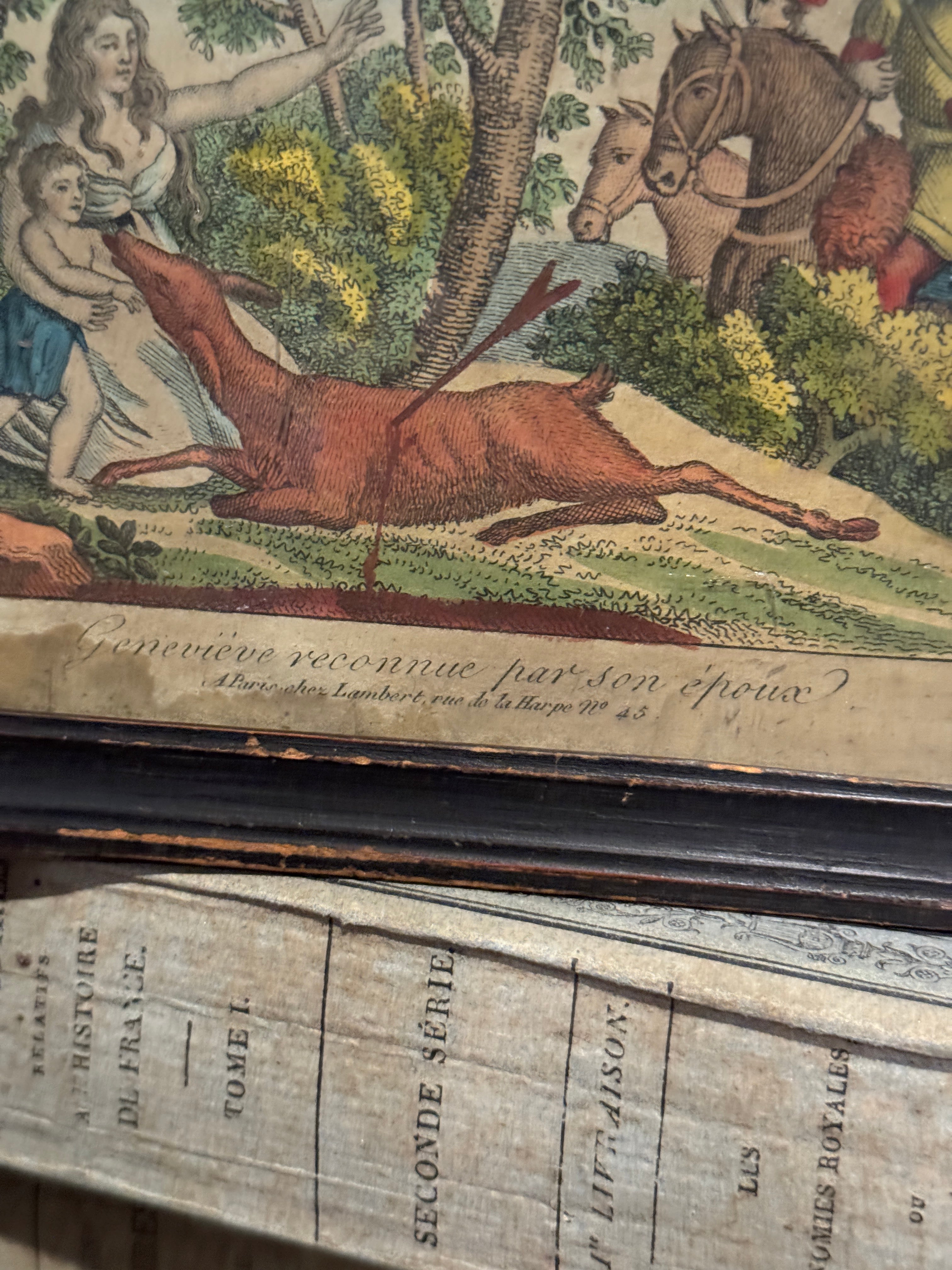 Antique 1700s Framed French St Genevieve Engraving