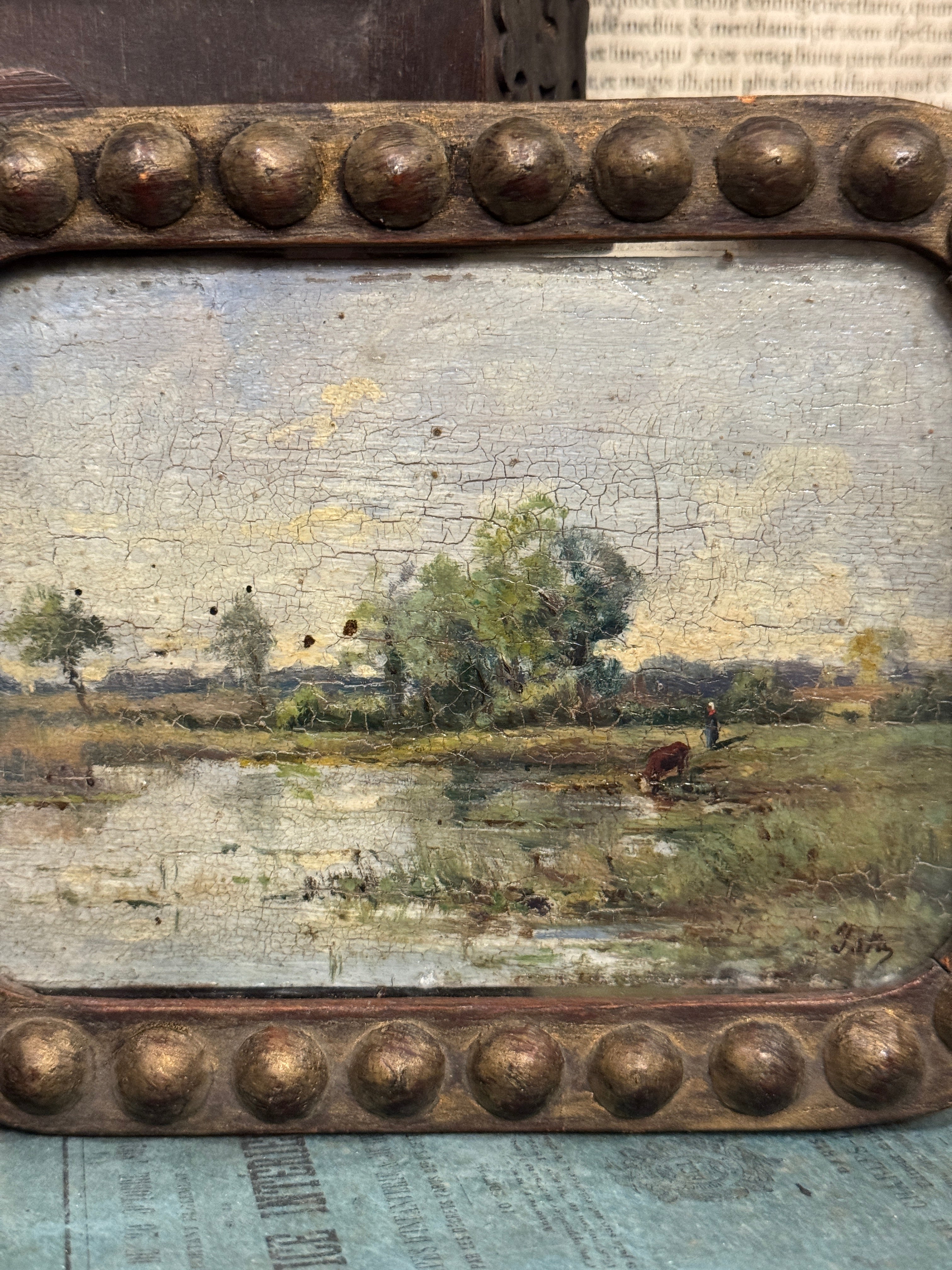 Antique Miniature French Oil Painting