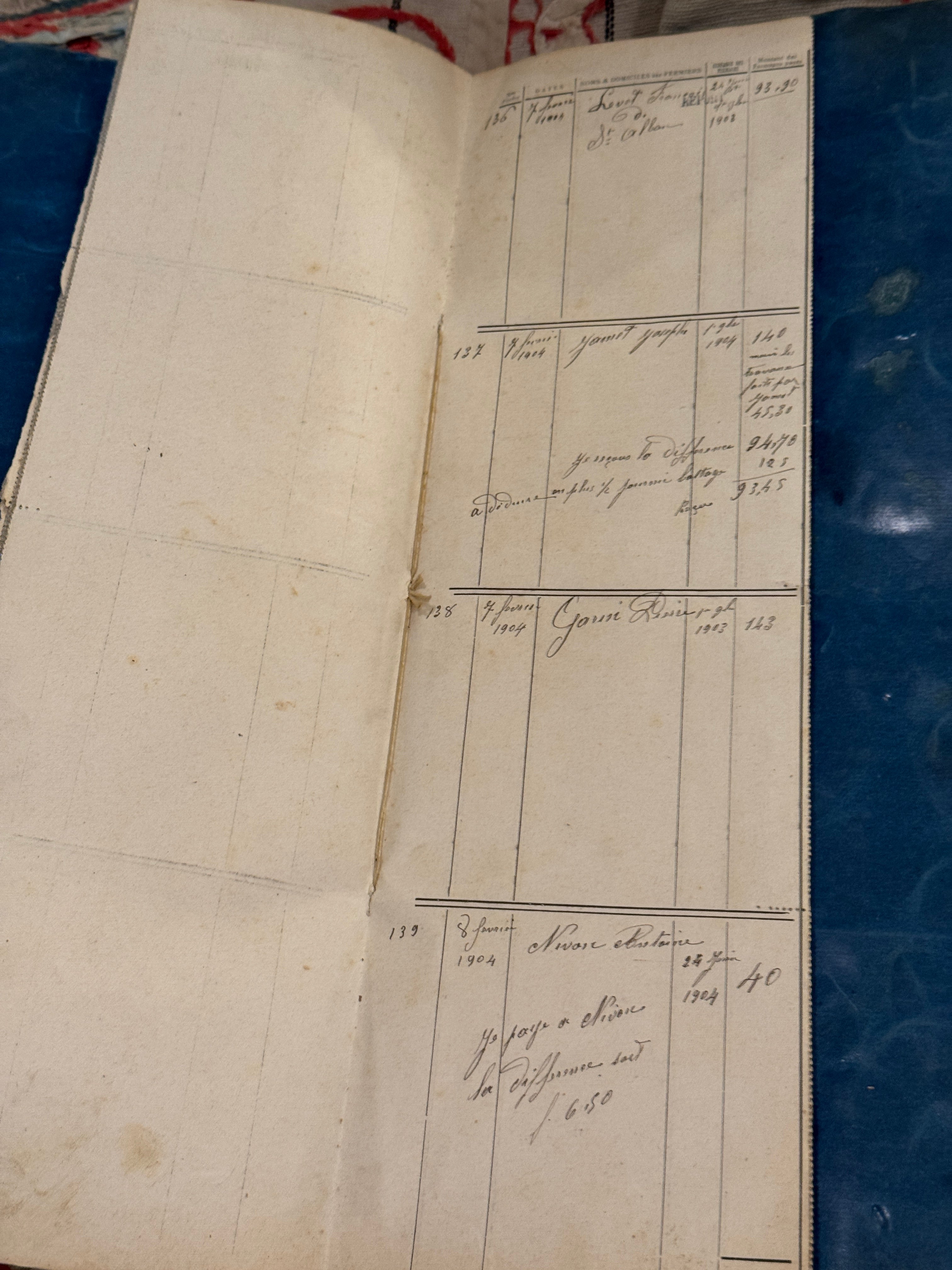 Beautiful Antique 1901 - 1909 French  Ledger/Receipt Book