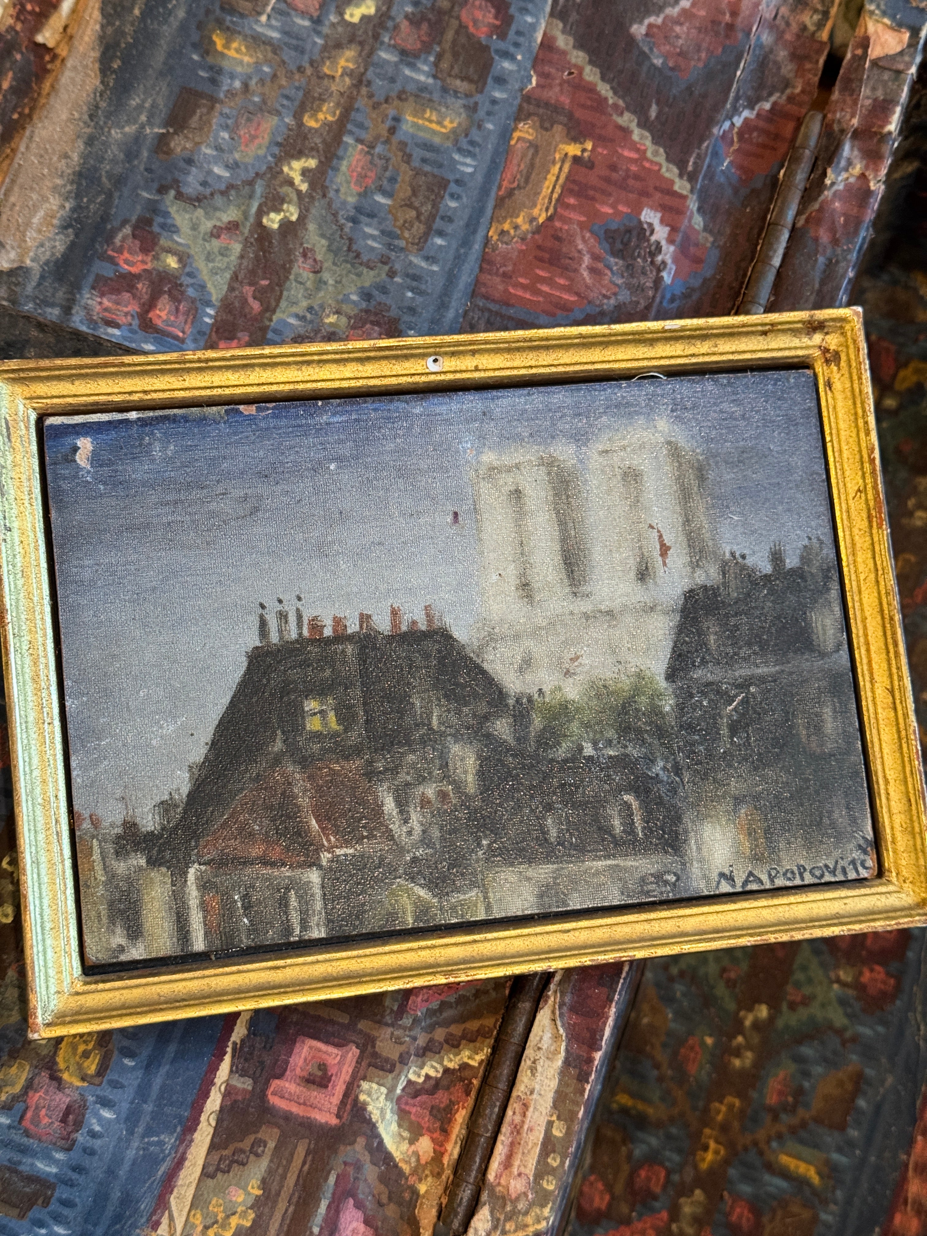 Miniature Antique French Oil Painting