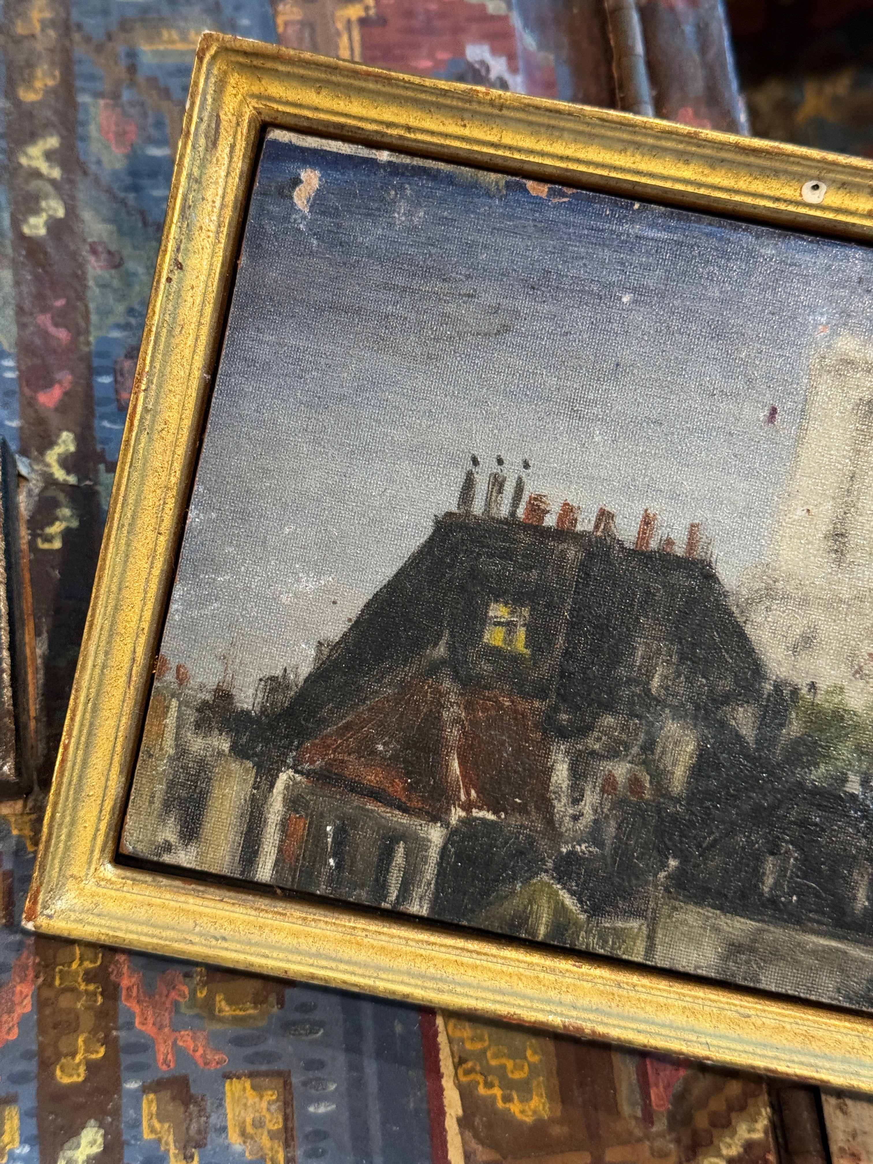 Miniature Antique French Oil Painting