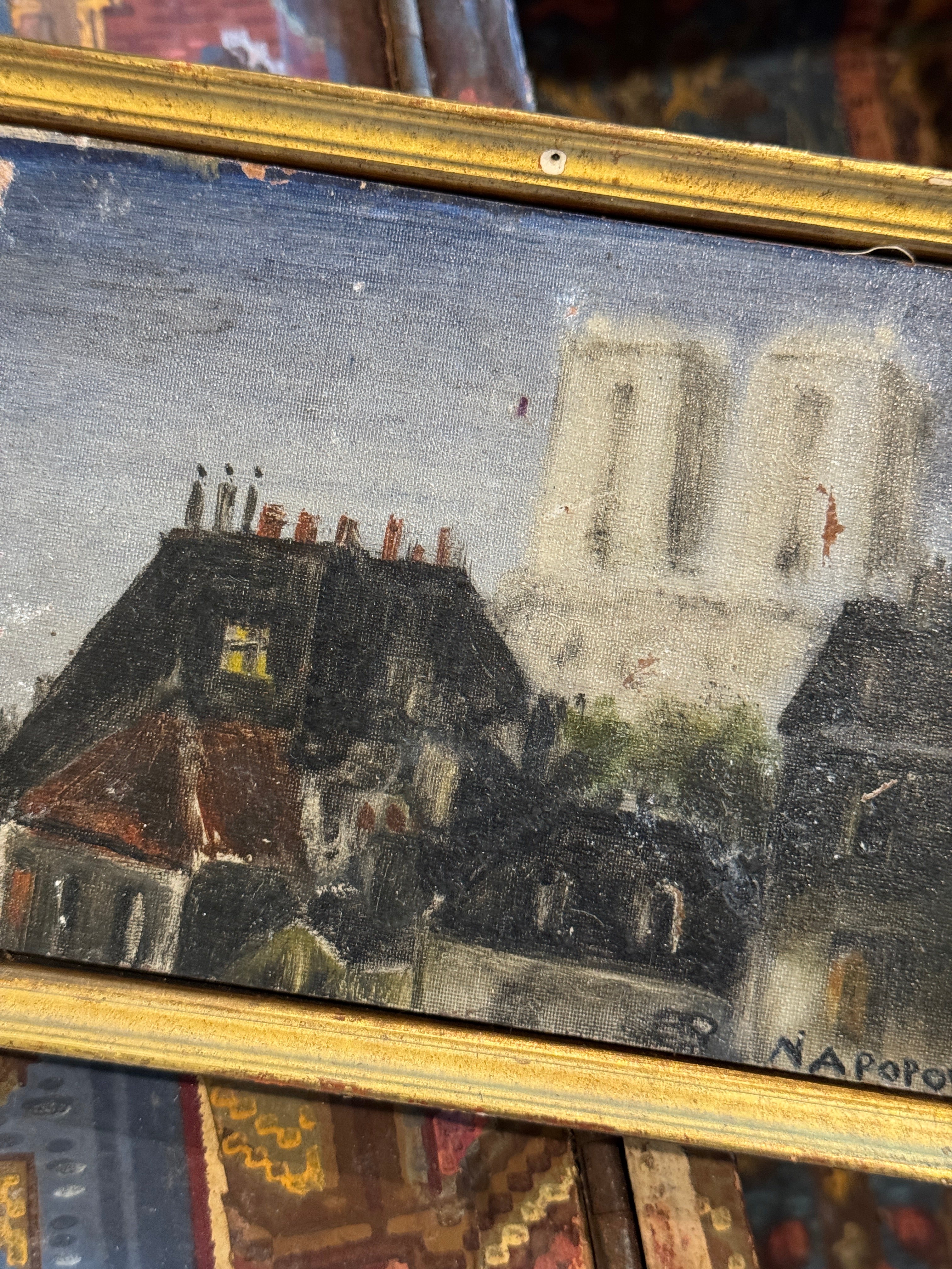 Miniature Antique French Oil Painting