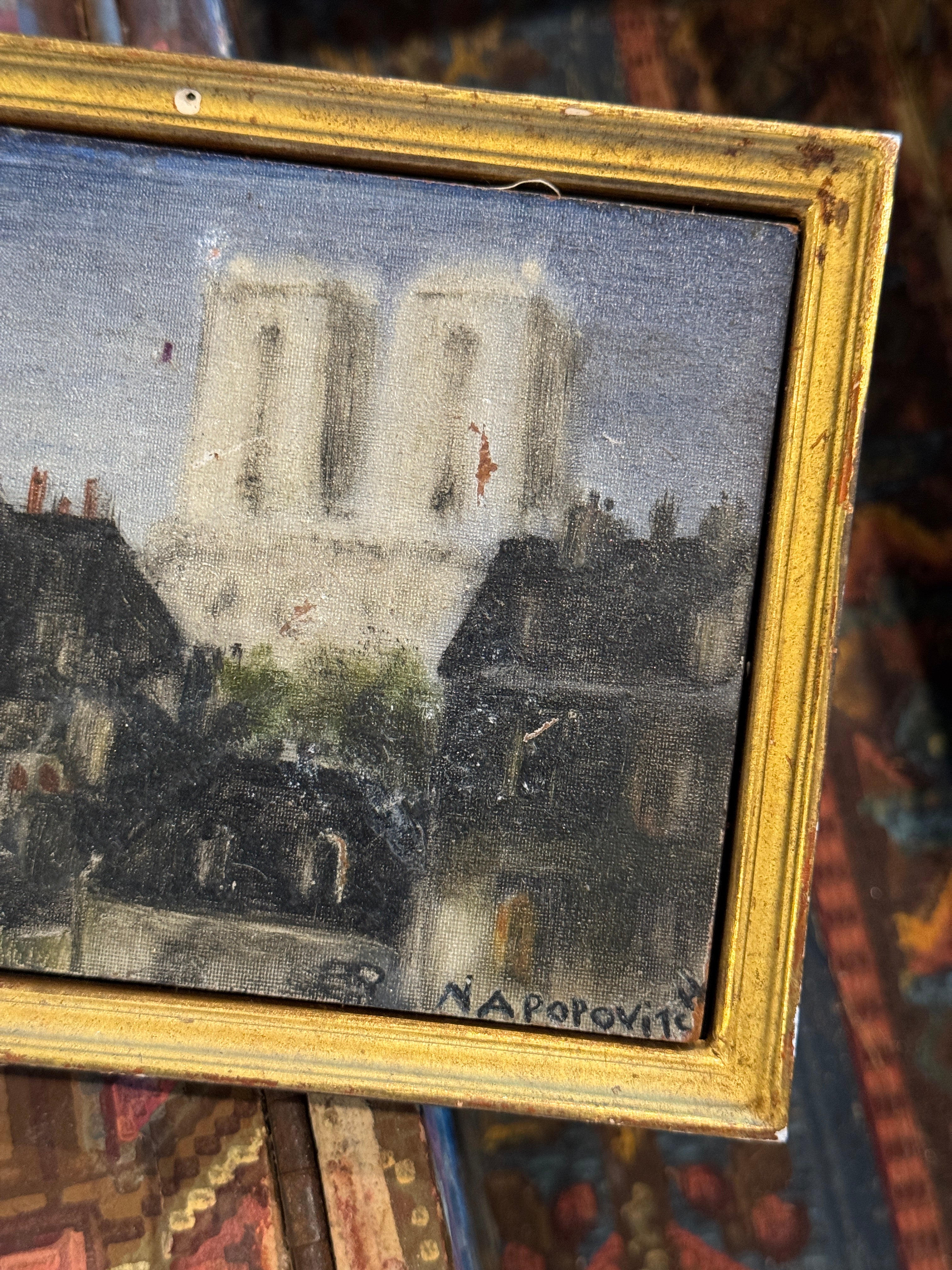 Miniature Antique French Oil Painting