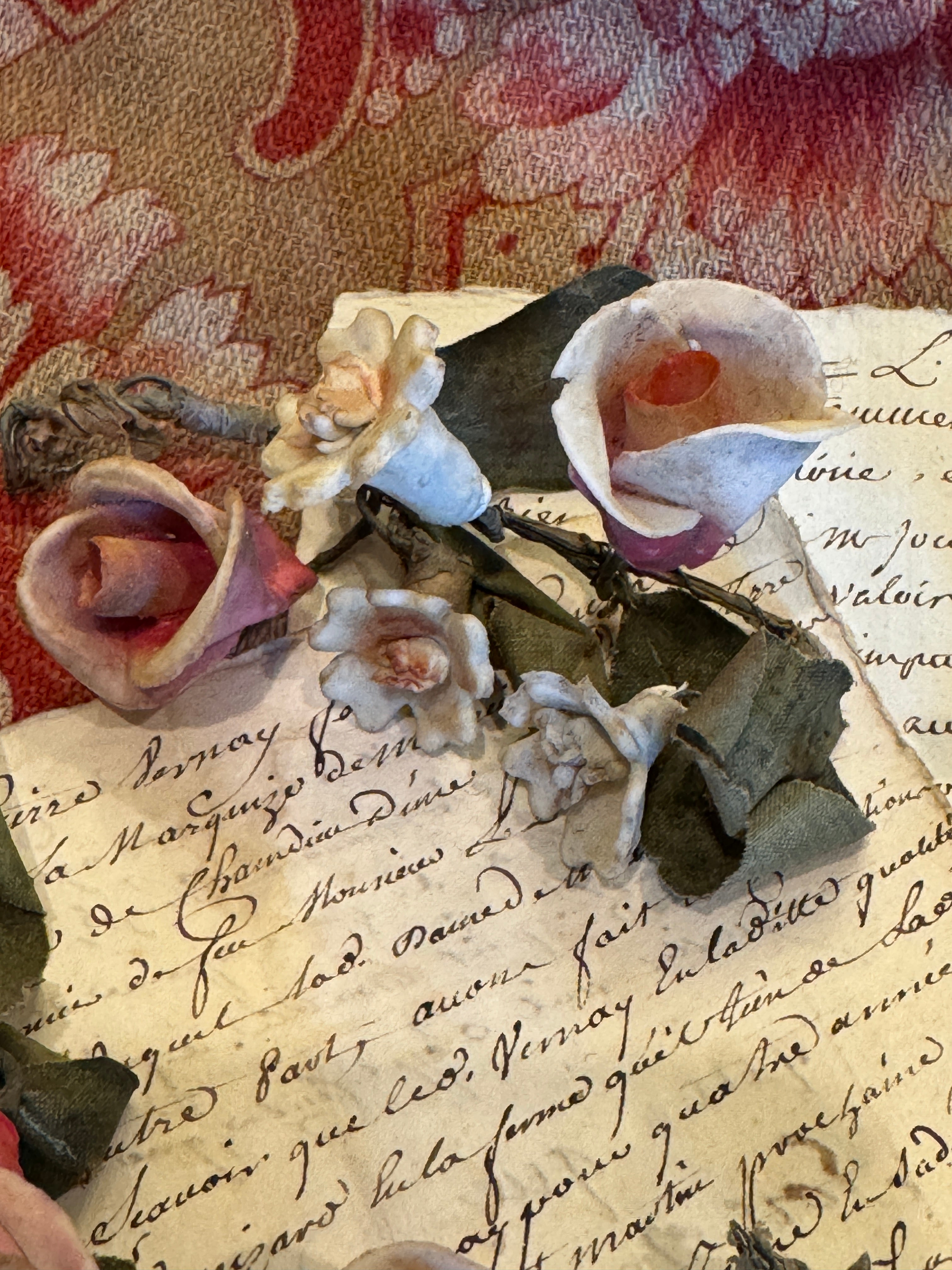 Antique French Porcelain Bisque Flowers - Napoleon III