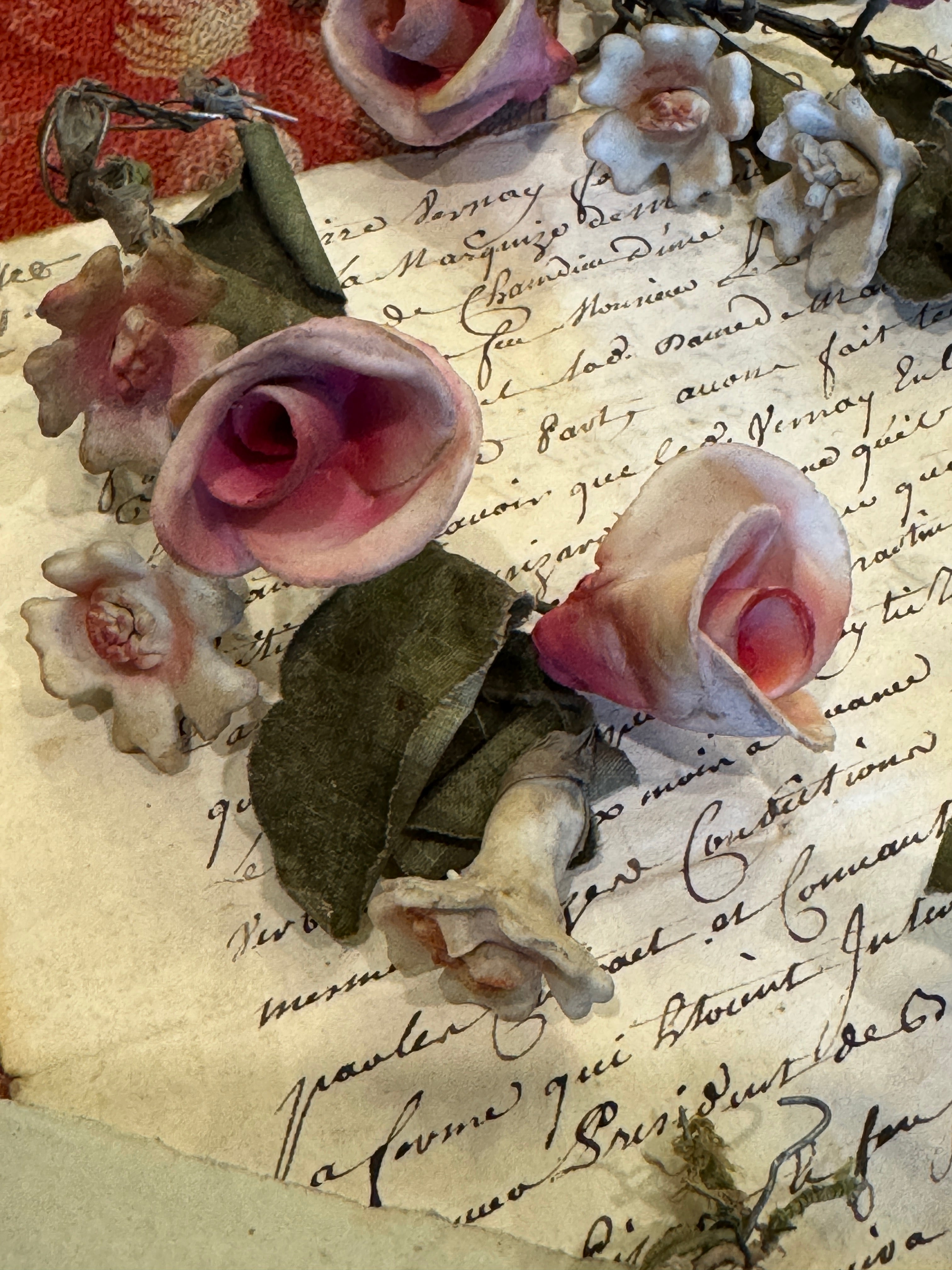 Antique French Porcelain Bisque Flowers - Napoleon III