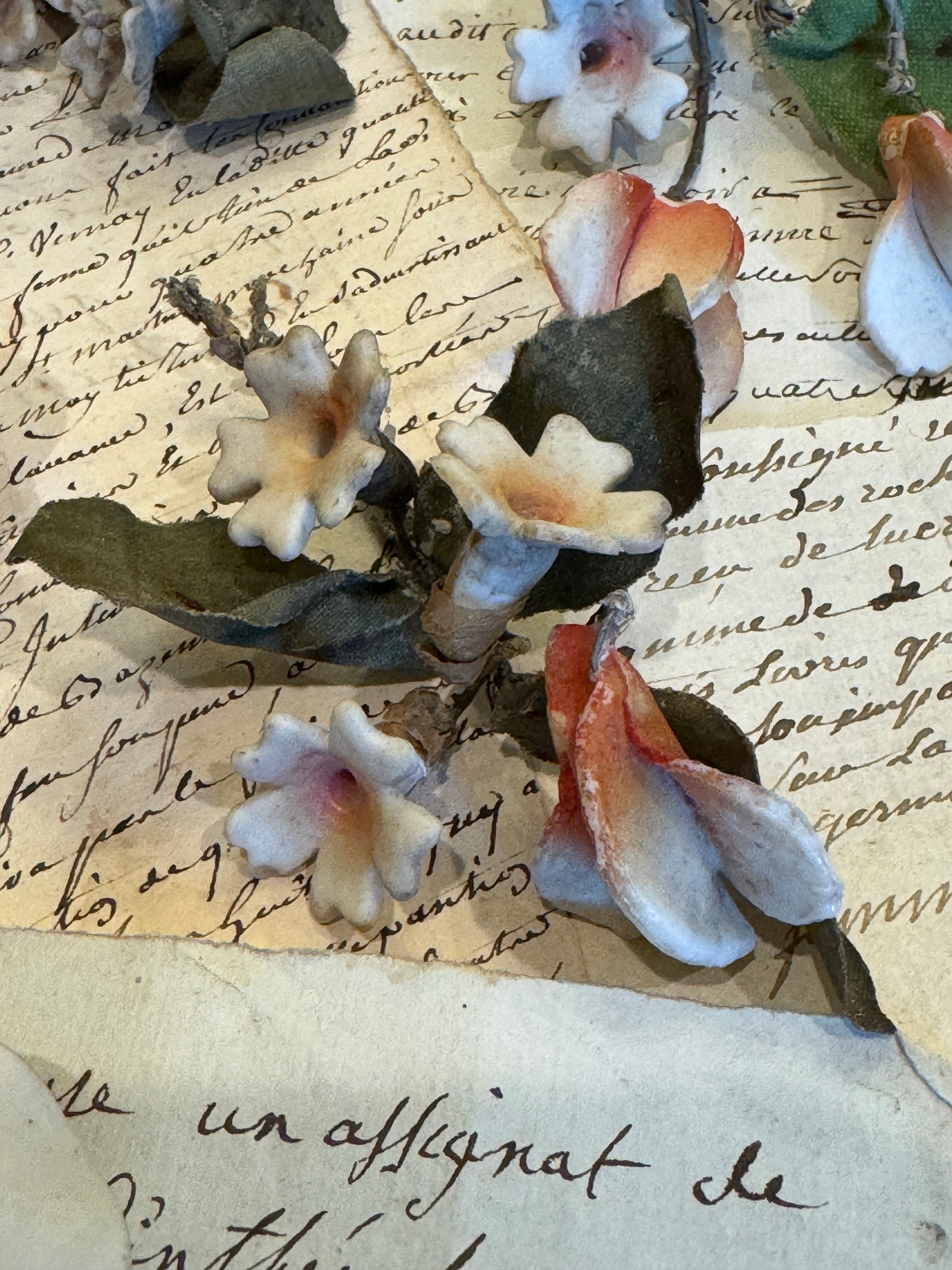 Antique French Porcelain Bisque Flowers - Napoleon III