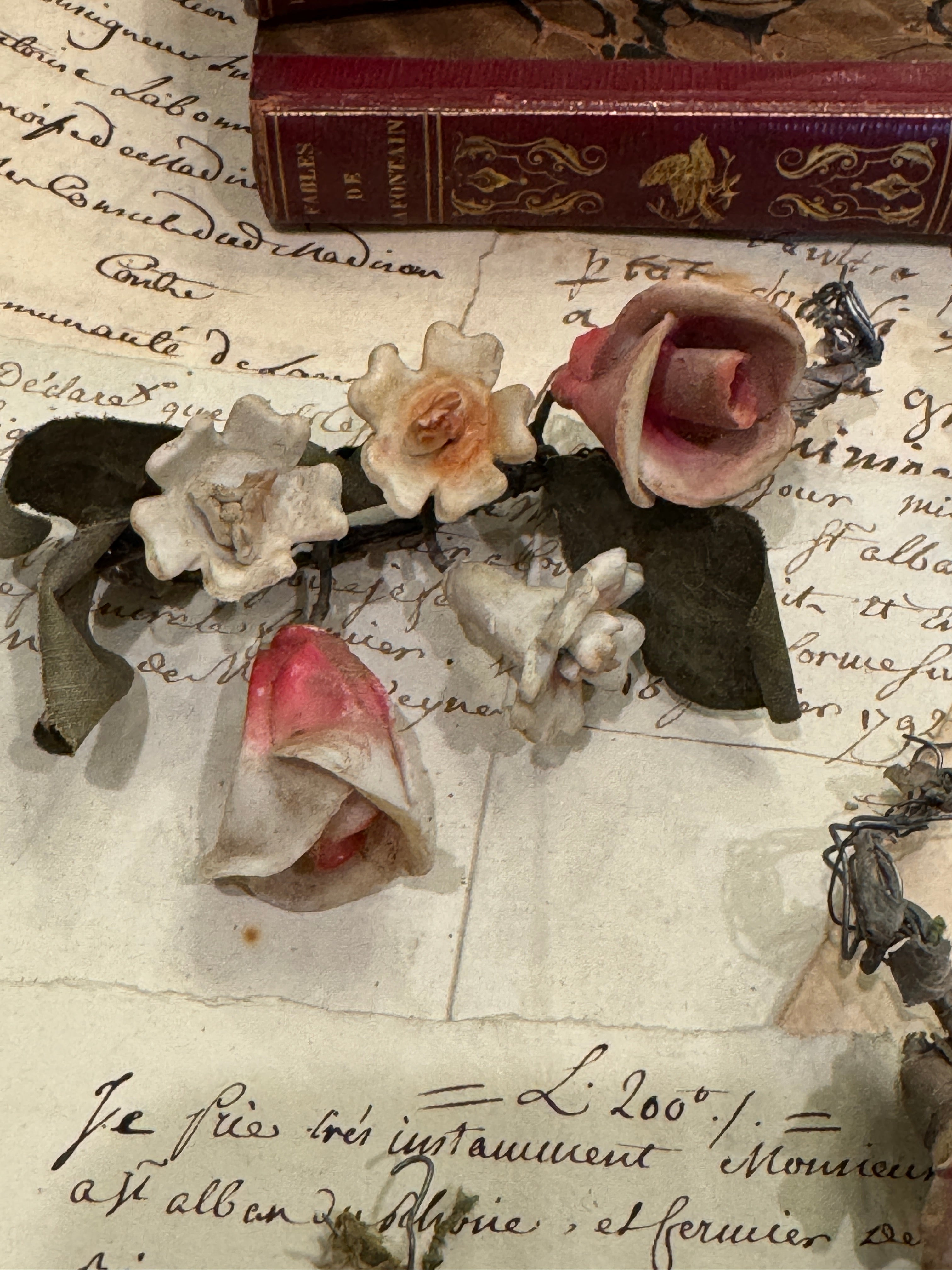 Antique French Porcelain Bisque Flowers - Napoleon III