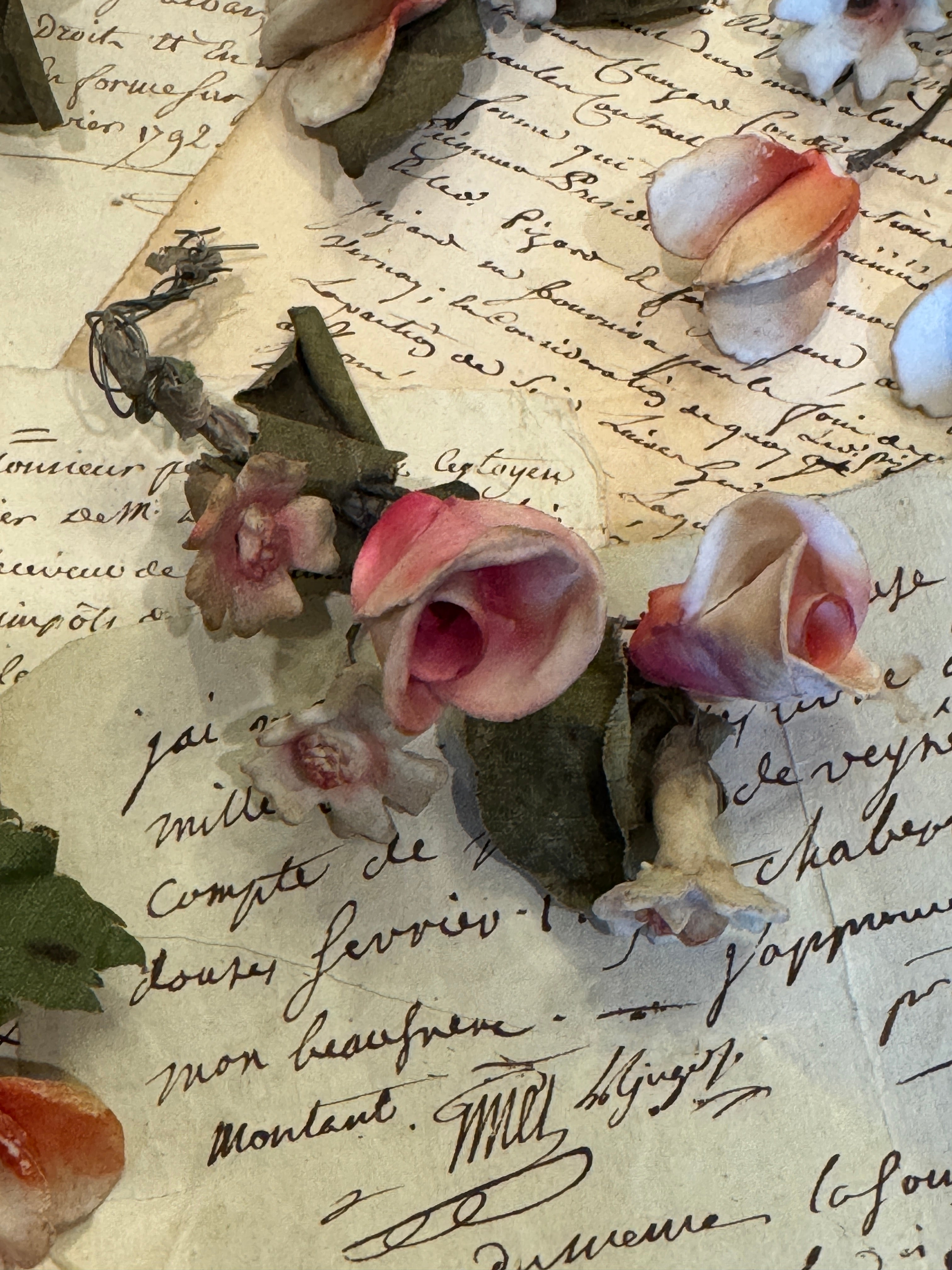 Antique French Porcelain Bisque Flowers - Napoleon III