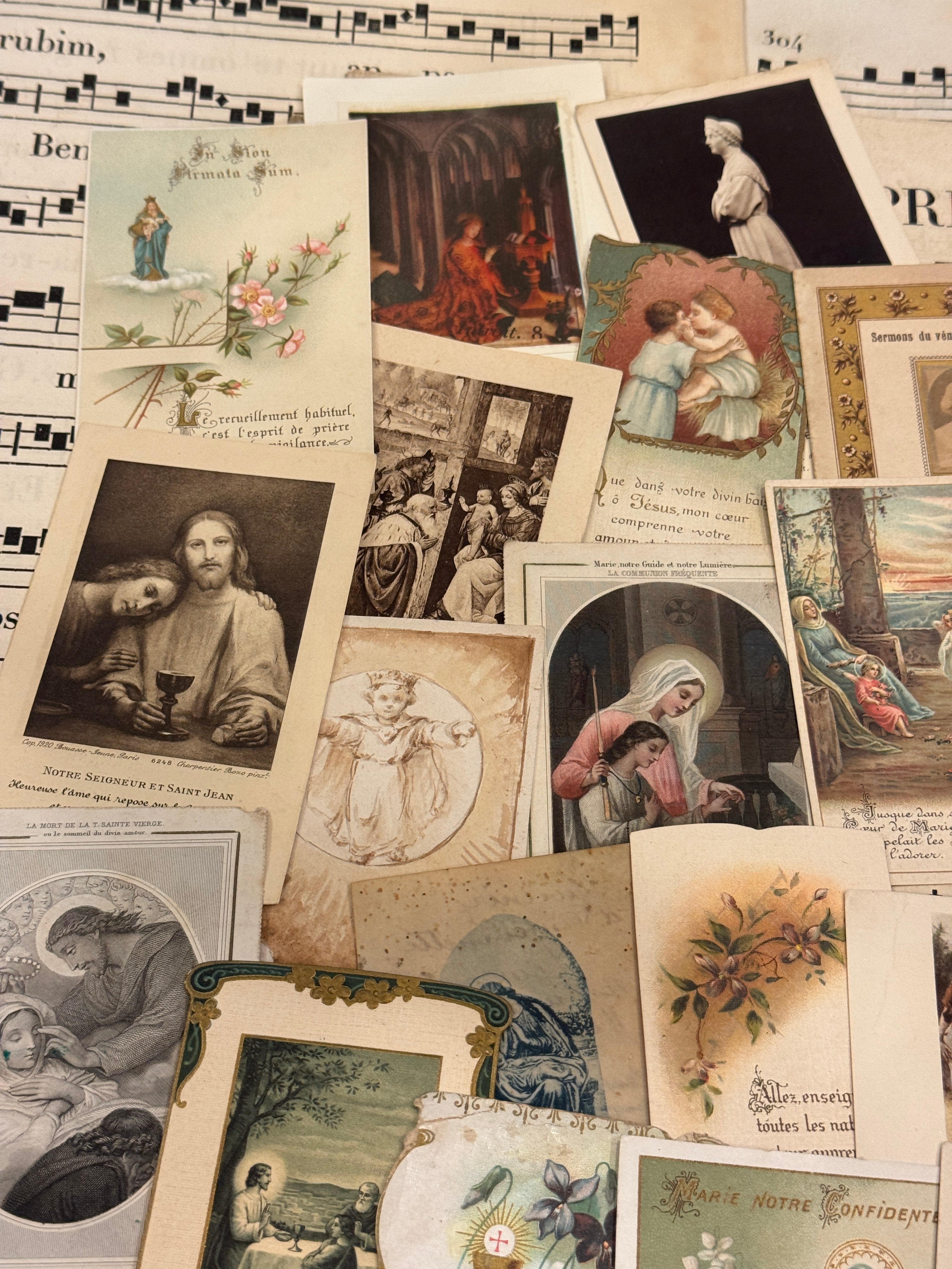 Set of 19 - 19th - 20th C French Religious Holy Cards