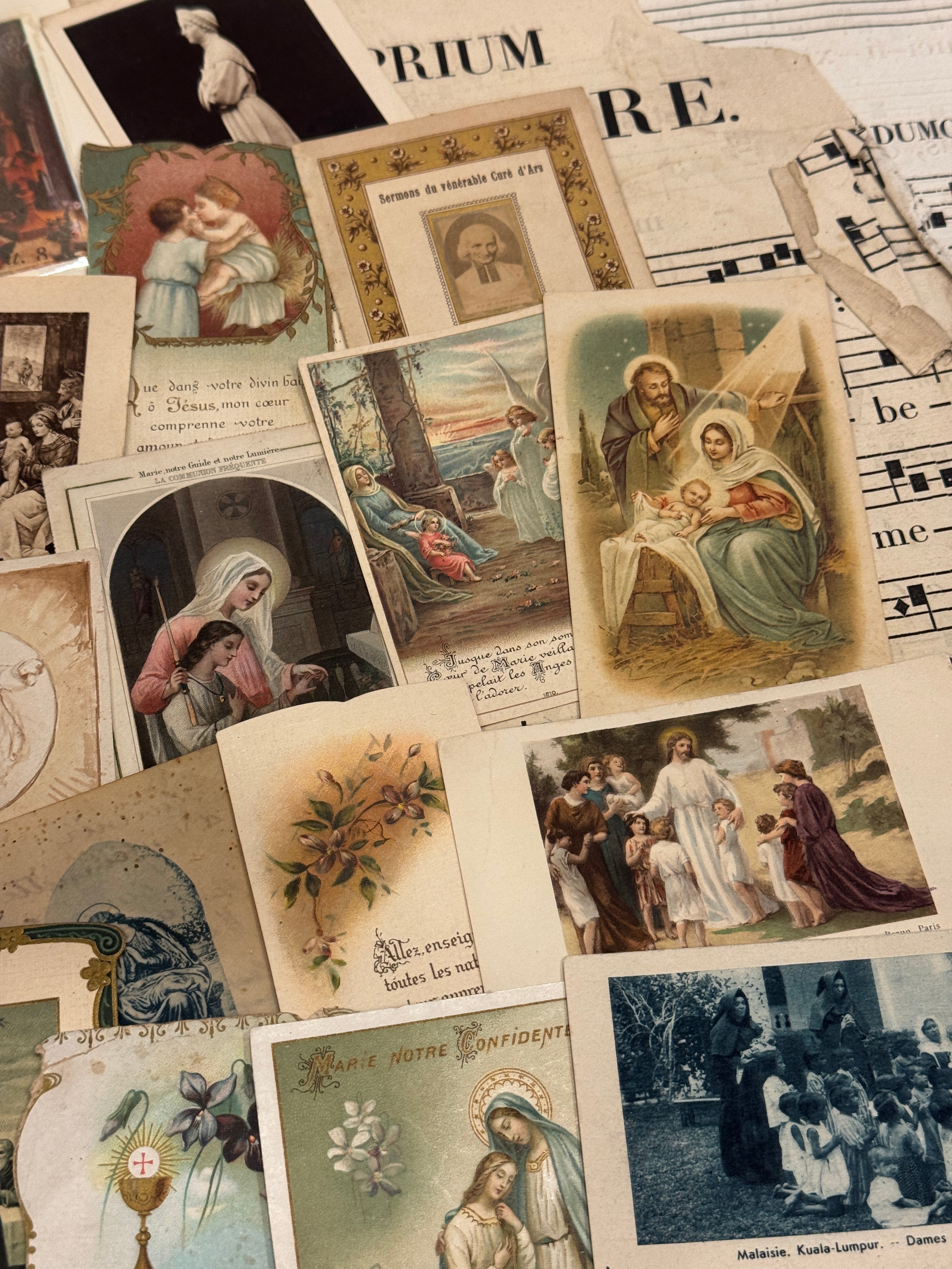 Set of 19 - 19th - 20th C French Religious Holy Cards