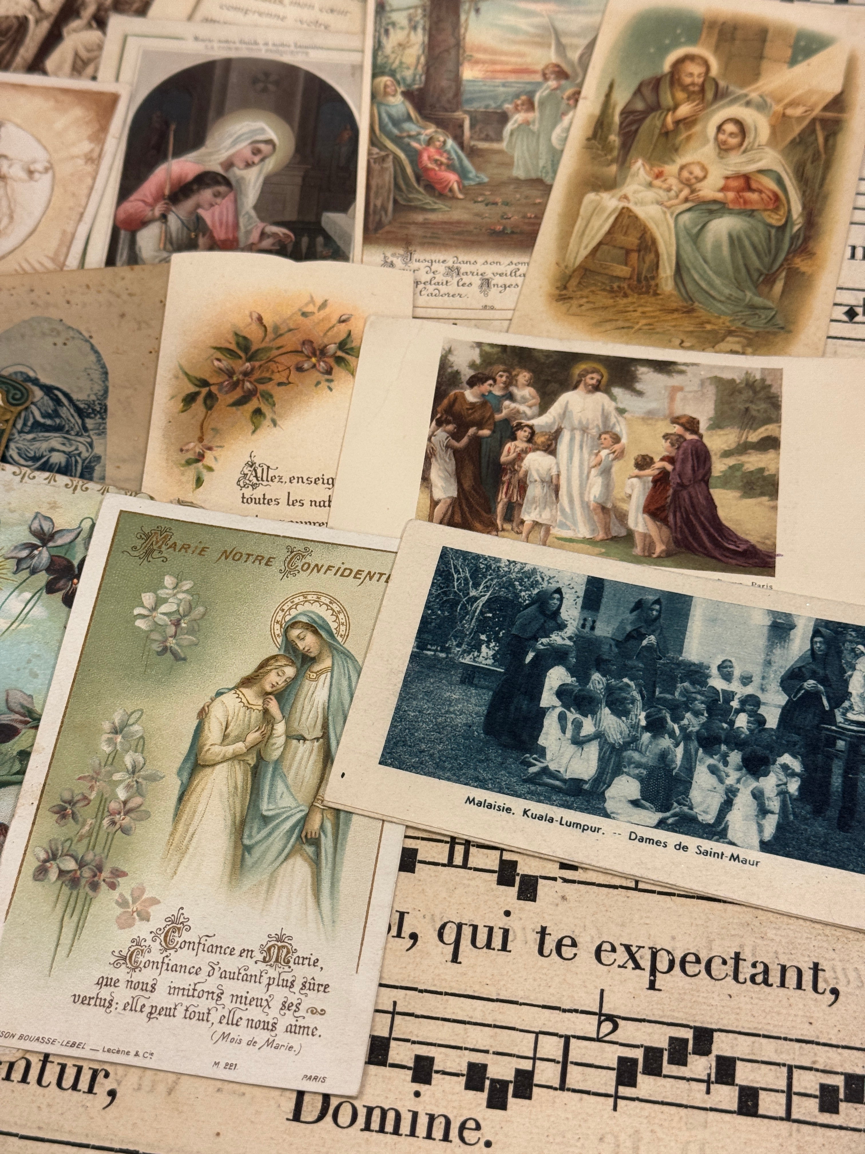 Set of 19 - 19th - 20th C French Religious Holy Cards