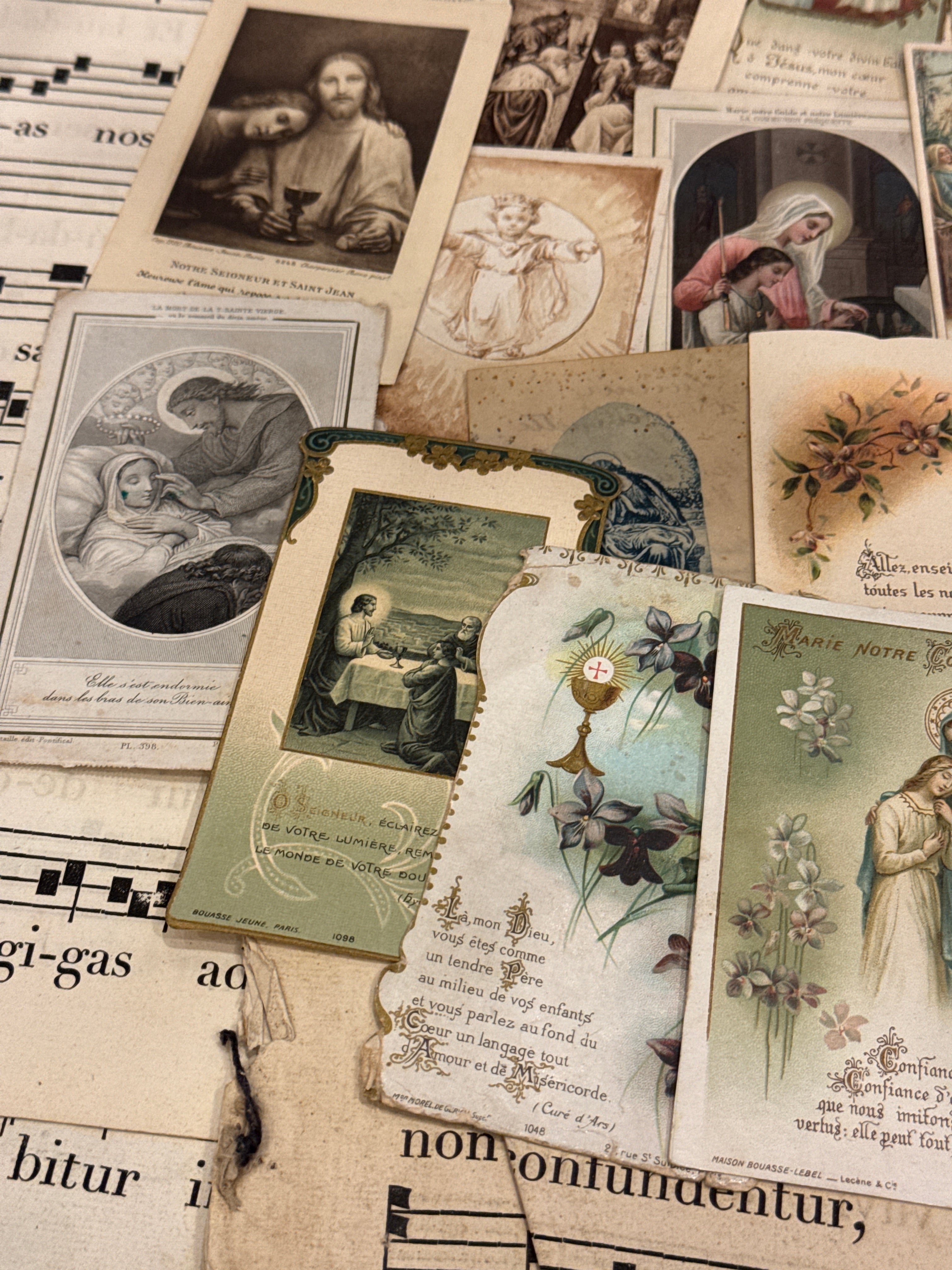 Set of 19 - 19th - 20th C French Religious Holy Cards
