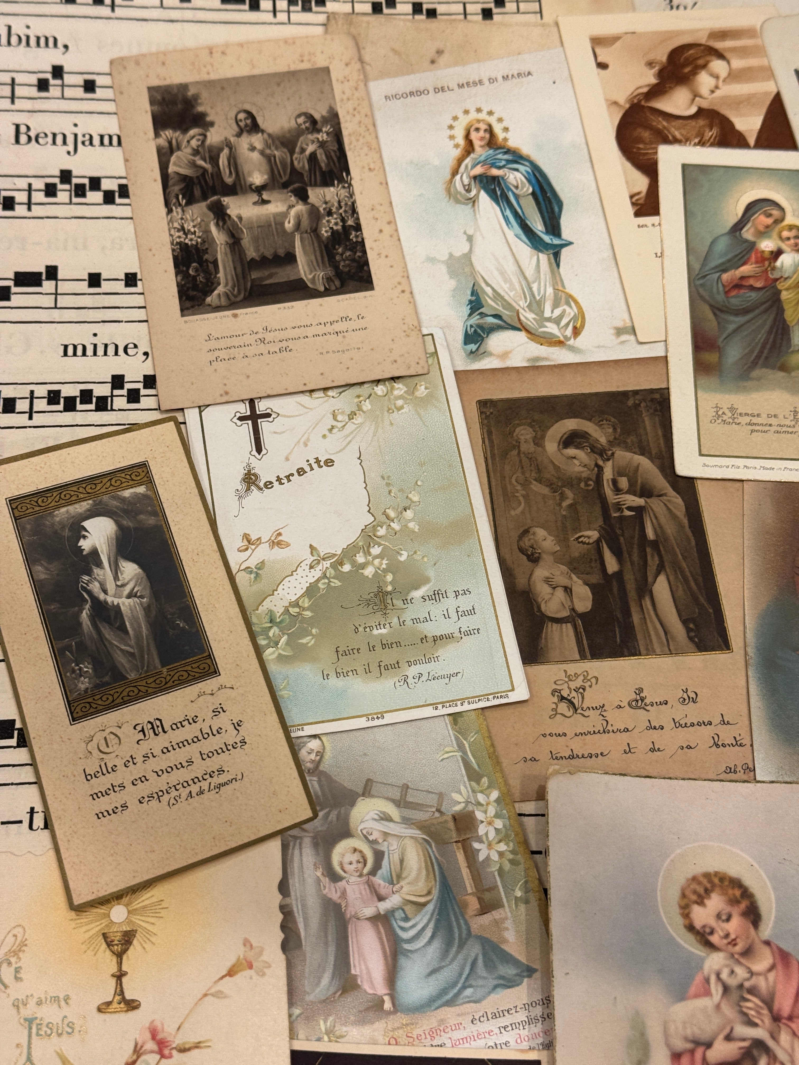 Set of 19 - 19th - 20th C French Religious Holy Cards