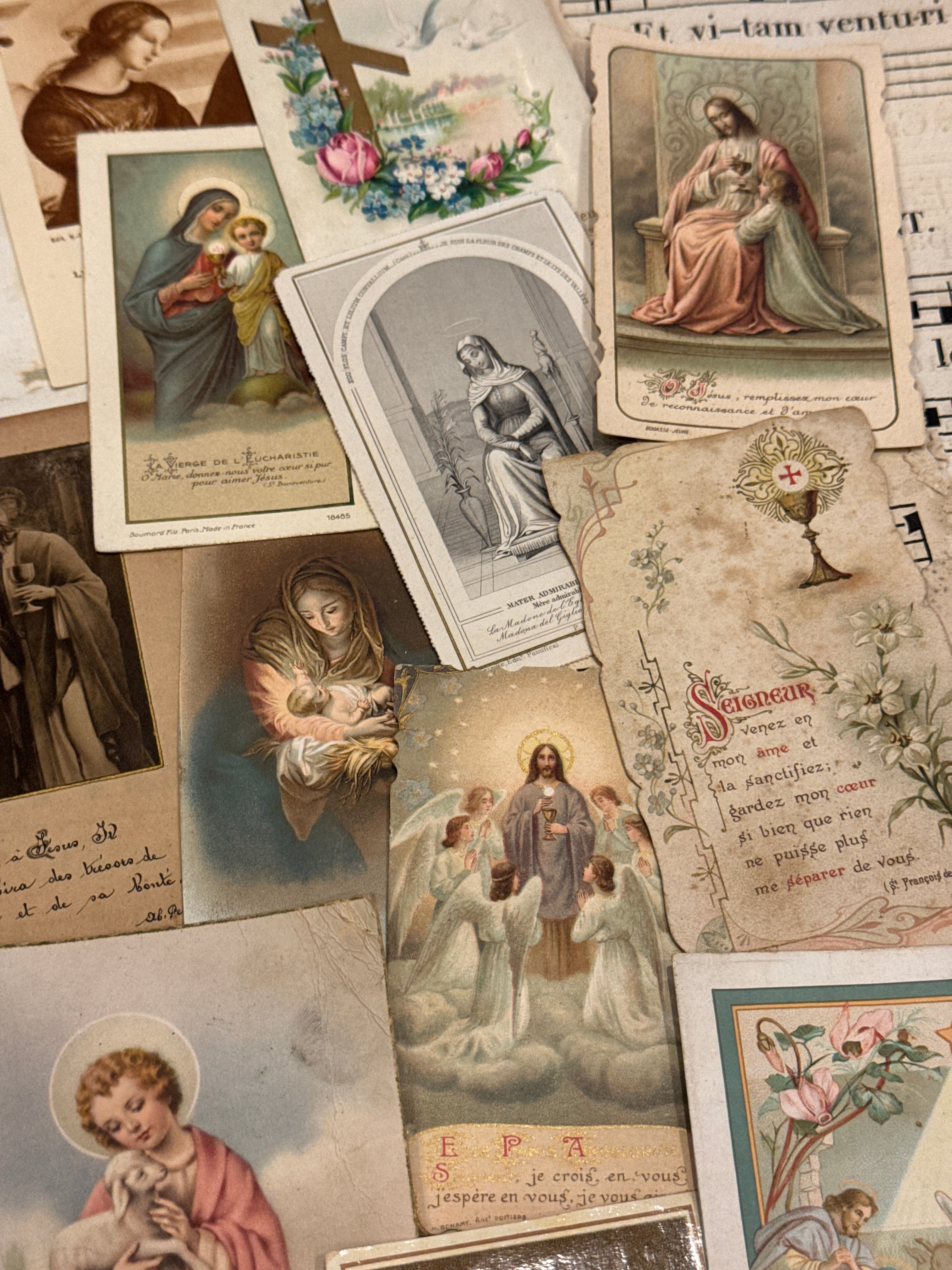 Set of 19 - 19th - 20th C French Religious Holy Cards