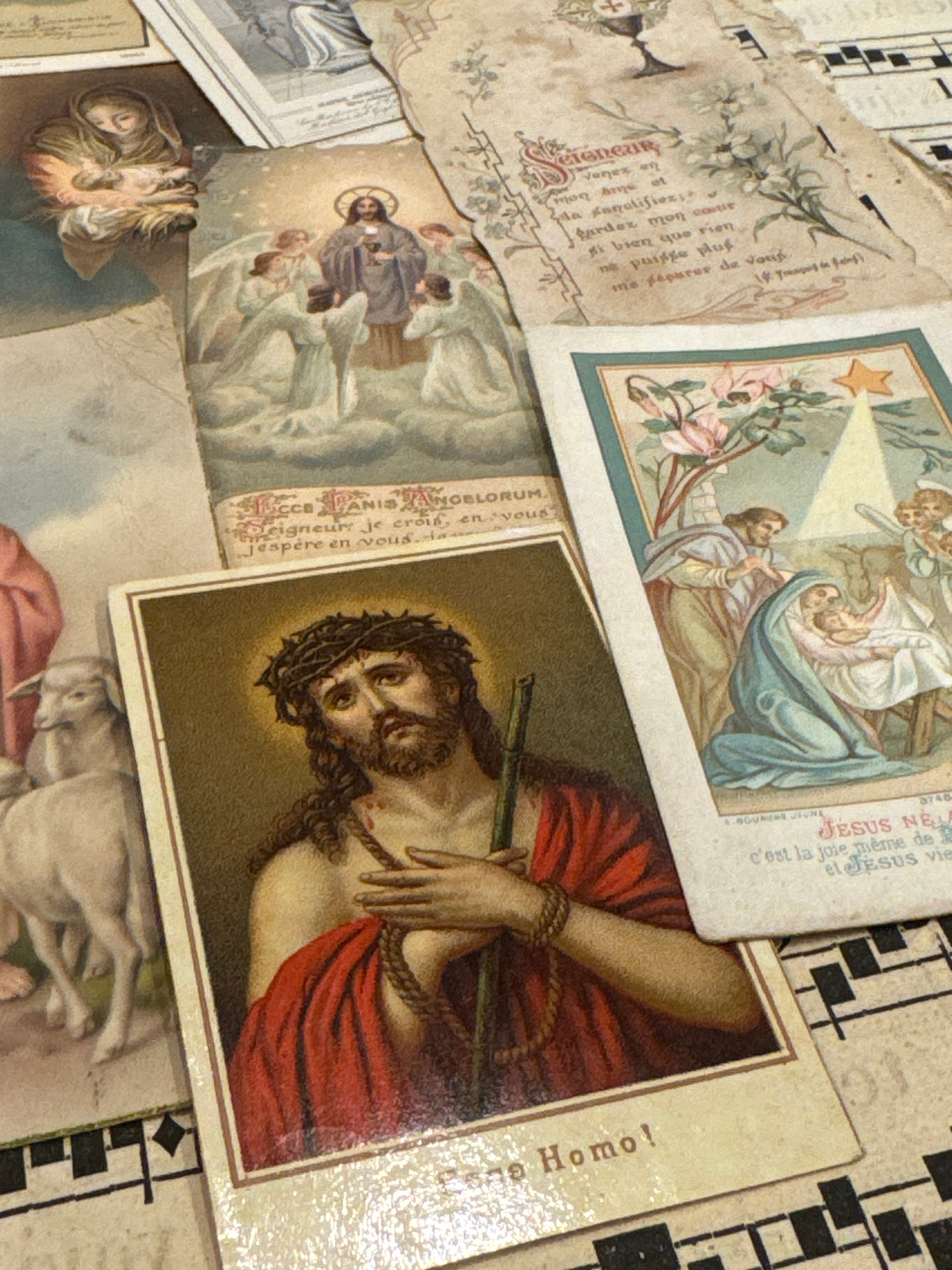 Set of 19 - 19th - 20th C French Religious Holy Cards