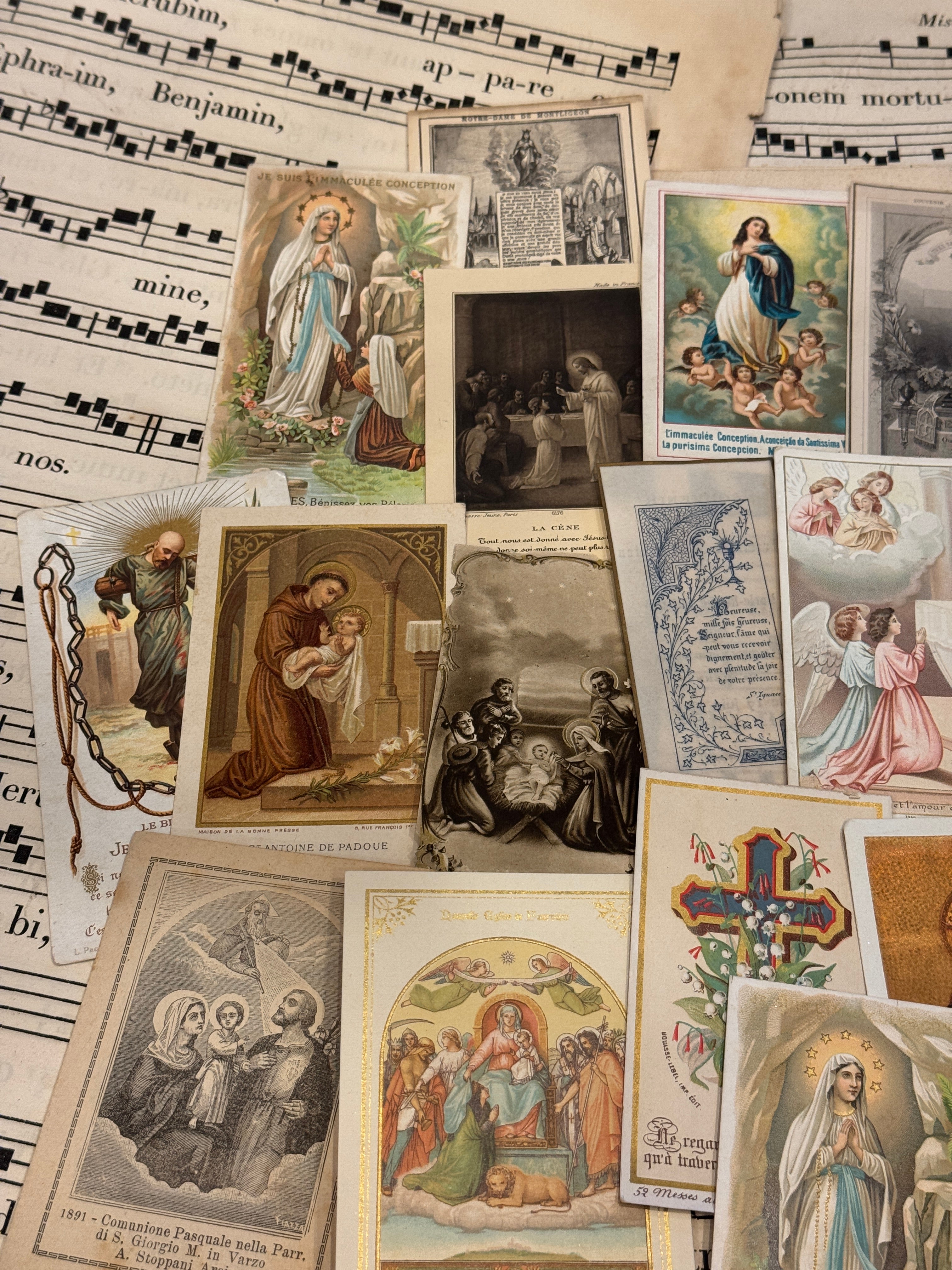Set of 19 - 19th - 20th C French Religious Holy Cards