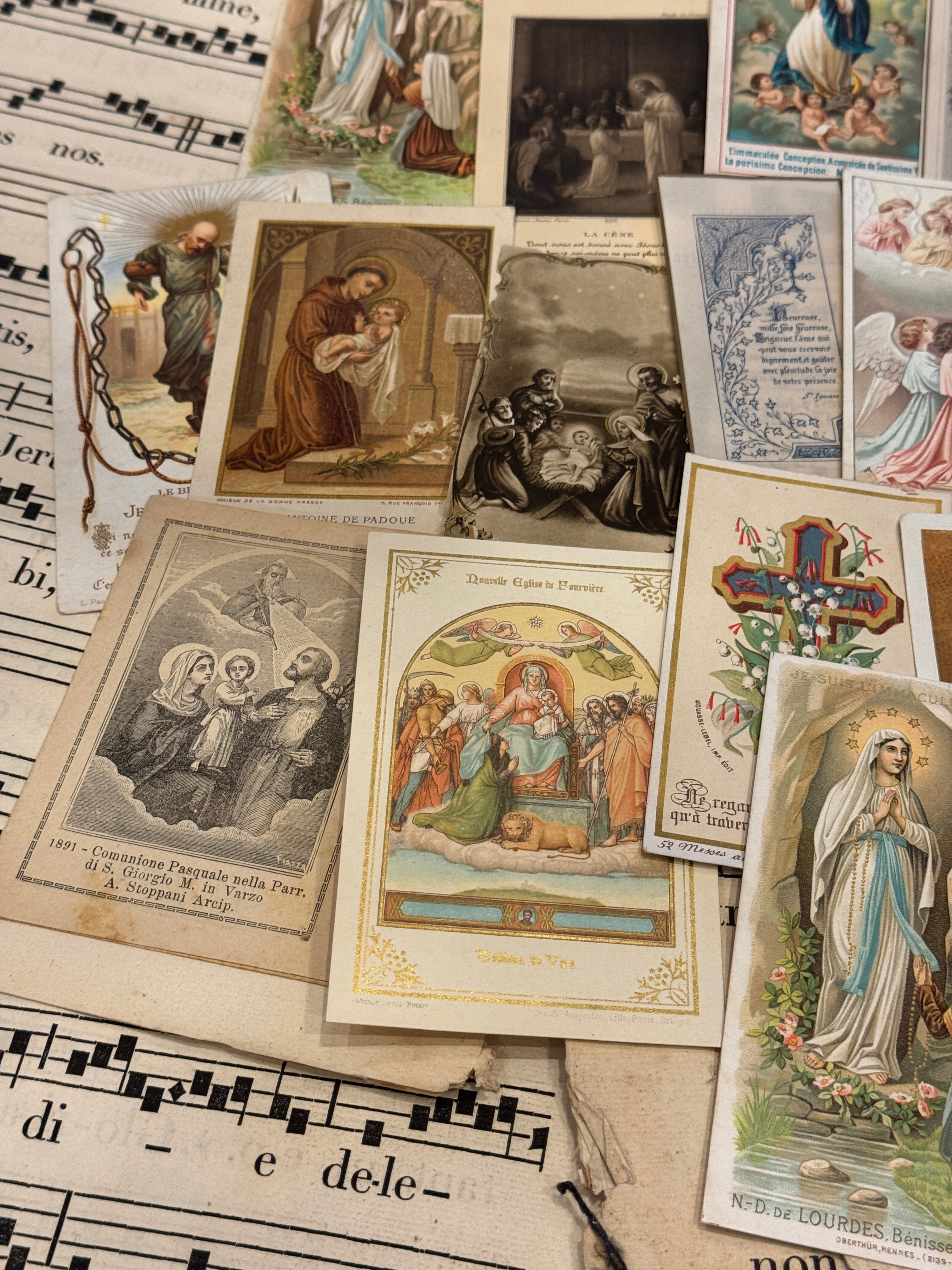 Set of 19 - 19th - 20th C French Religious Holy Cards