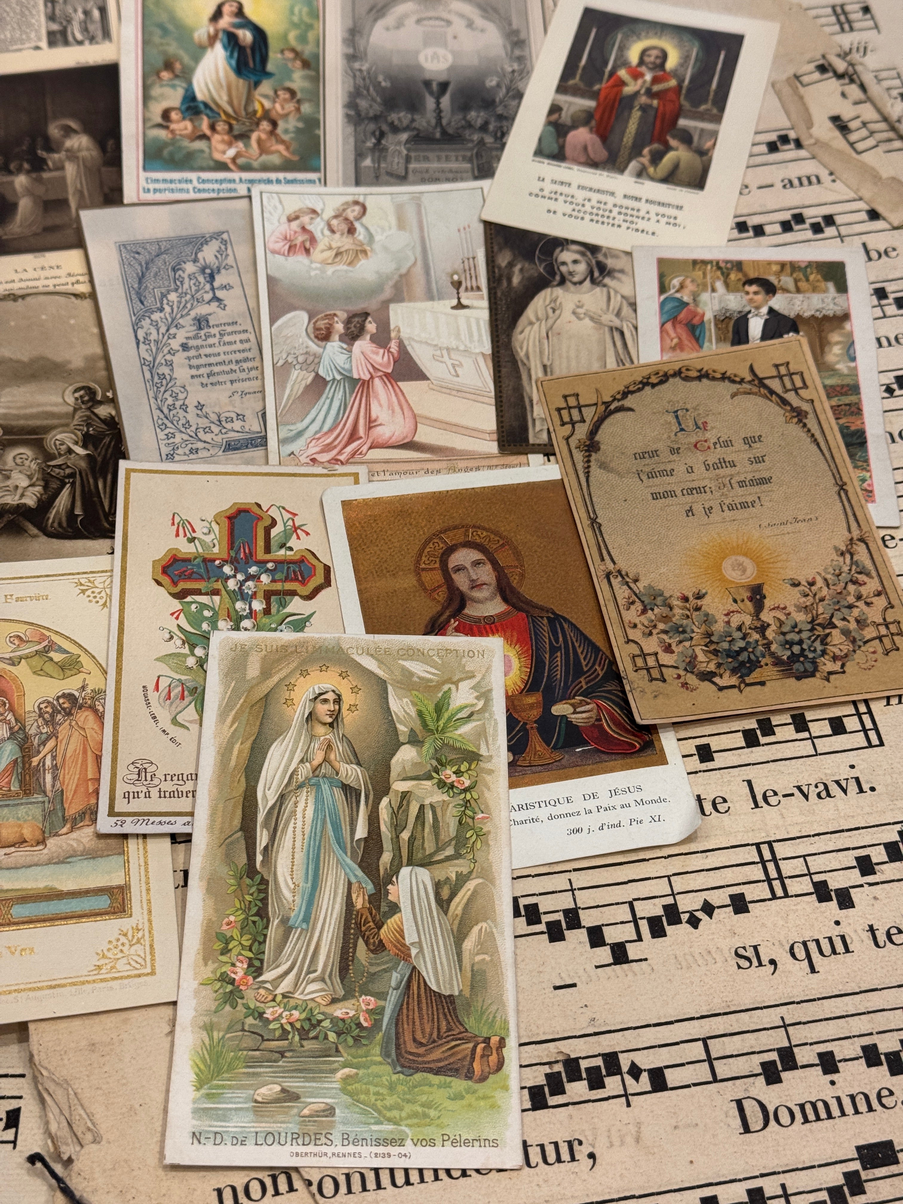 Set of 19 - 19th - 20th C French Religious Holy Cards