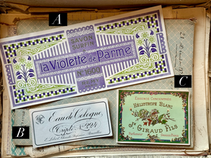 Antique Original French Perfume Labels - U