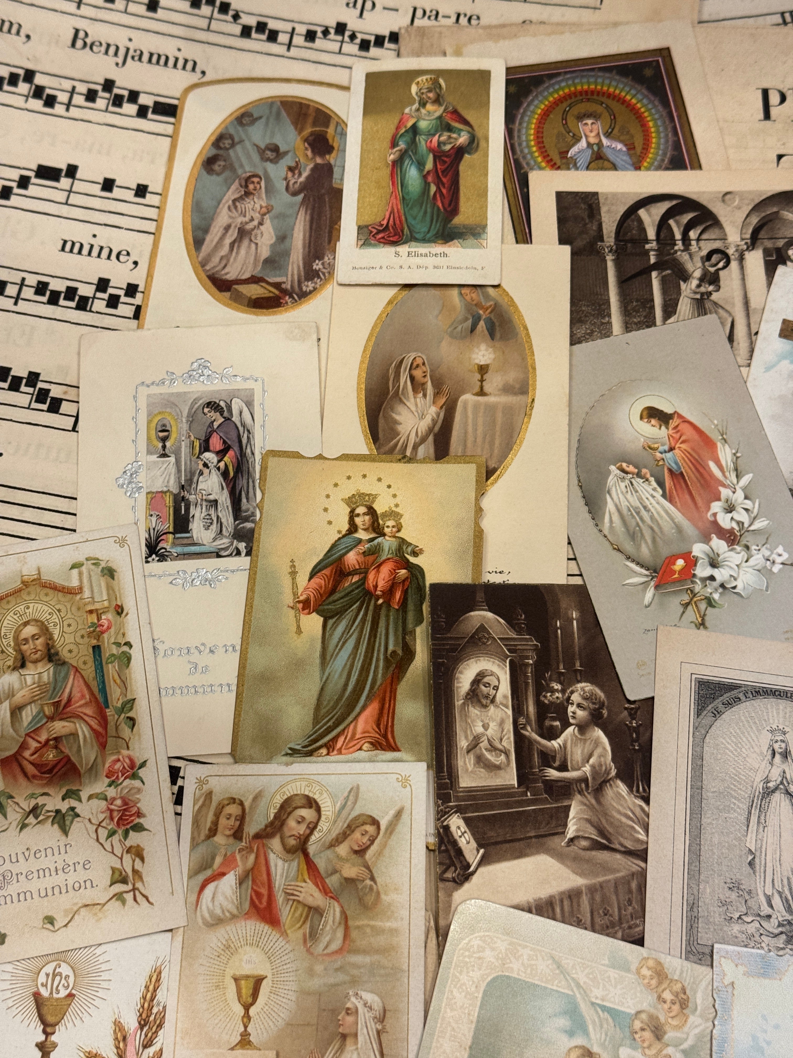 Set of 19 - 19th - 20th C French Religious Holy Cards