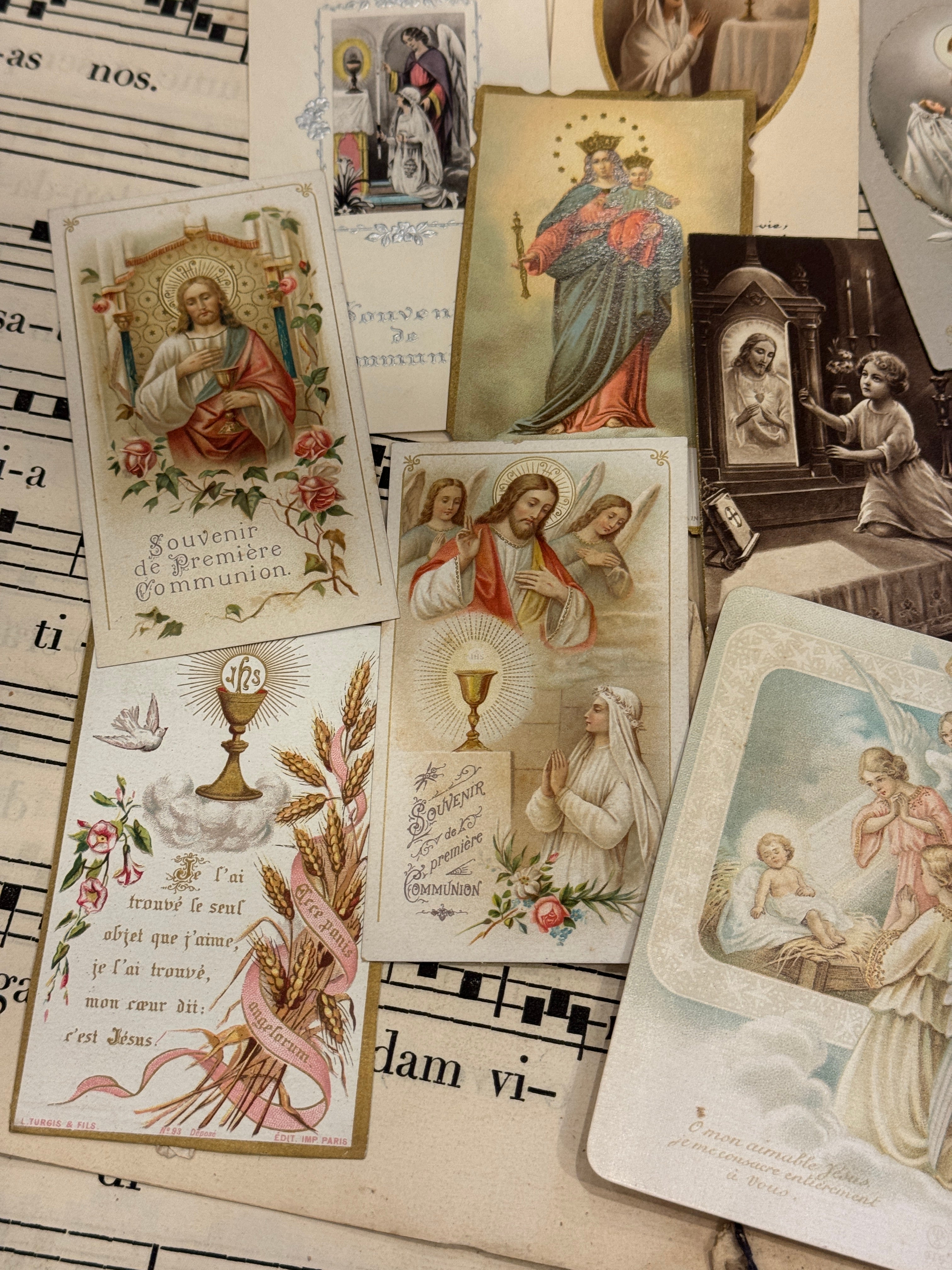 Set of 19 - 19th - 20th C French Religious Holy Cards