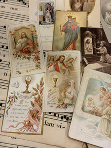 Set of 19 - 19th - 20th C French Religious Holy Cards