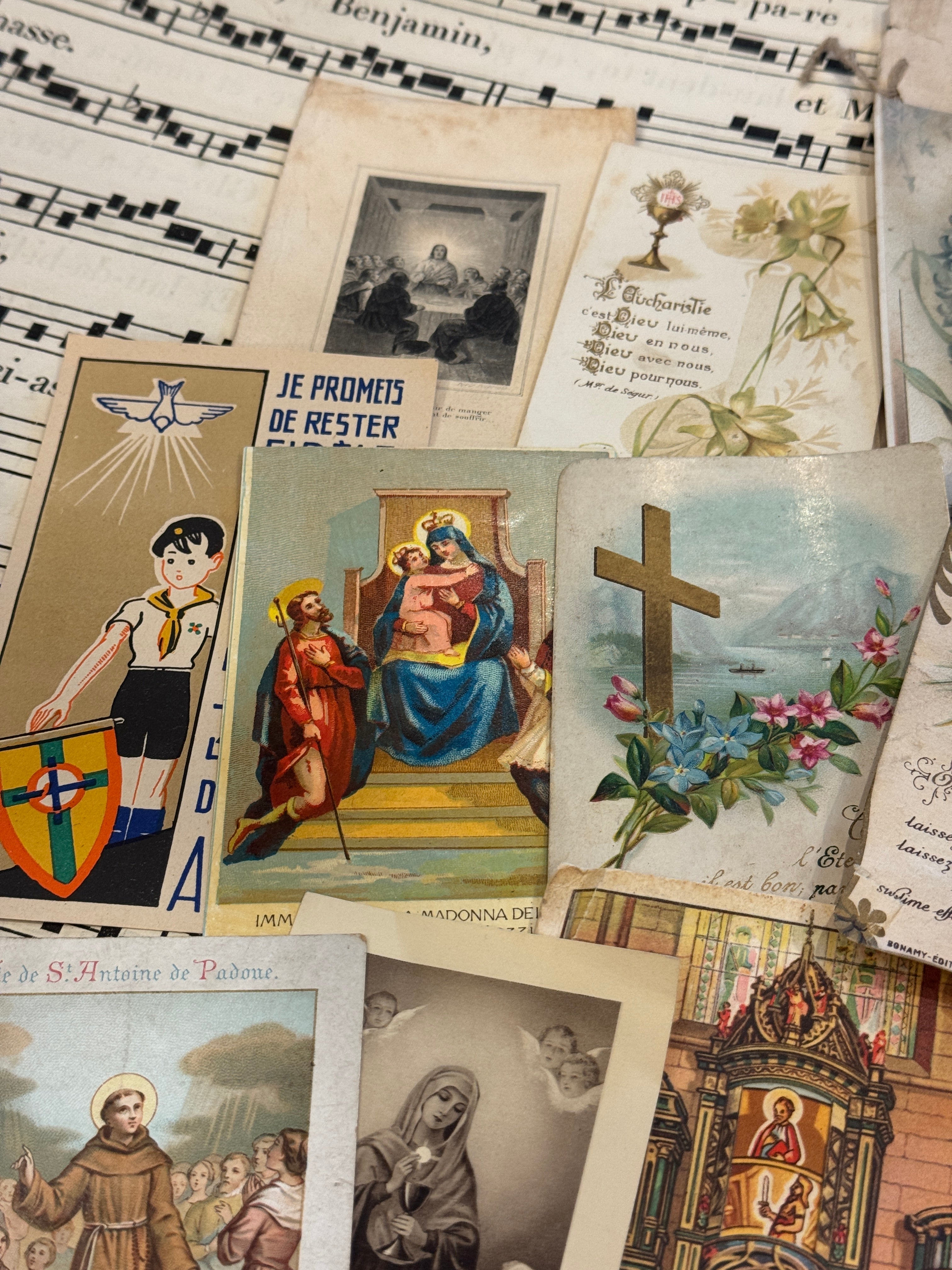 Set of 19 - 19th - 20th C French Religious Holy Cards