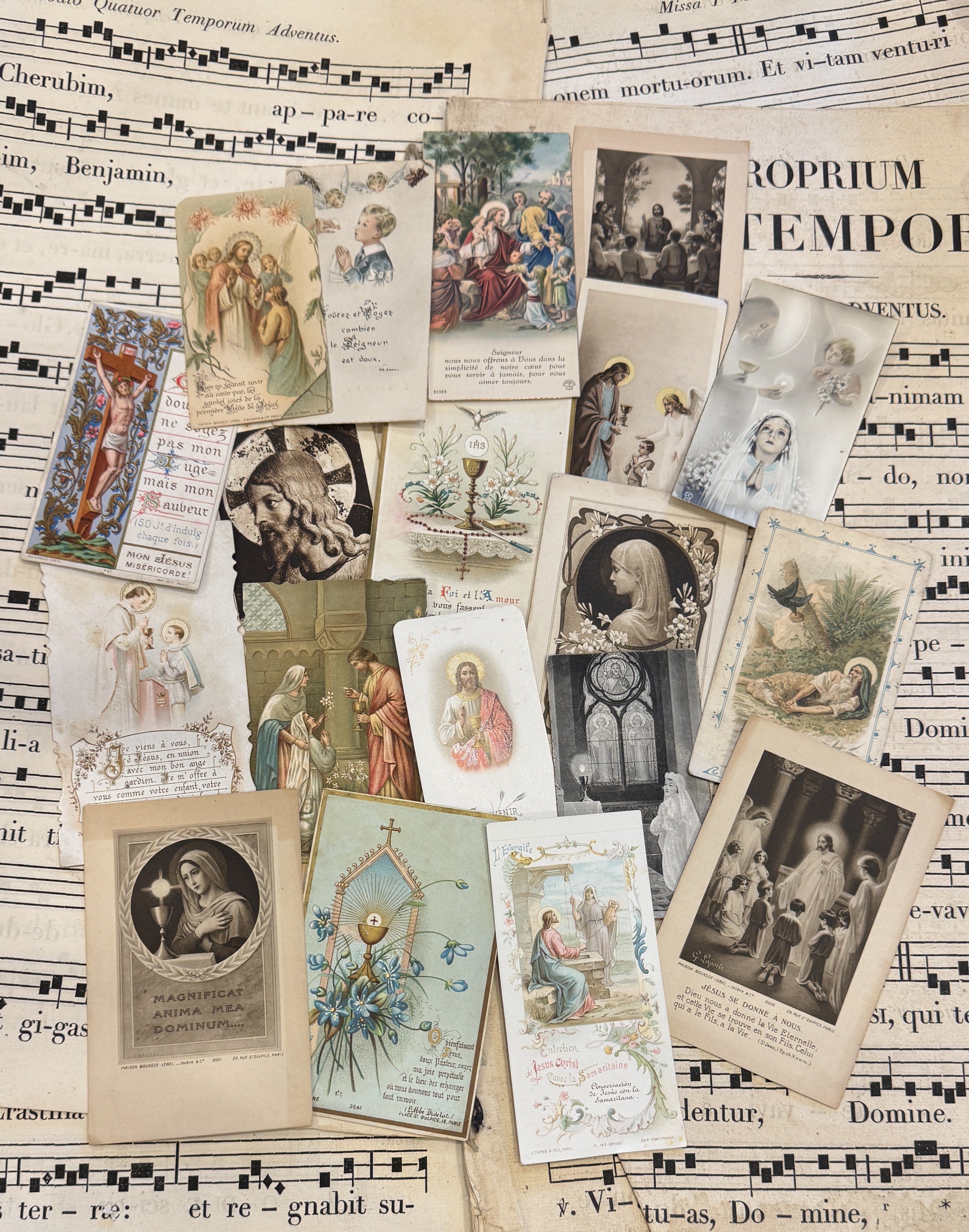 Set of 19 - 19th - 20th C French Religious Holy Cards