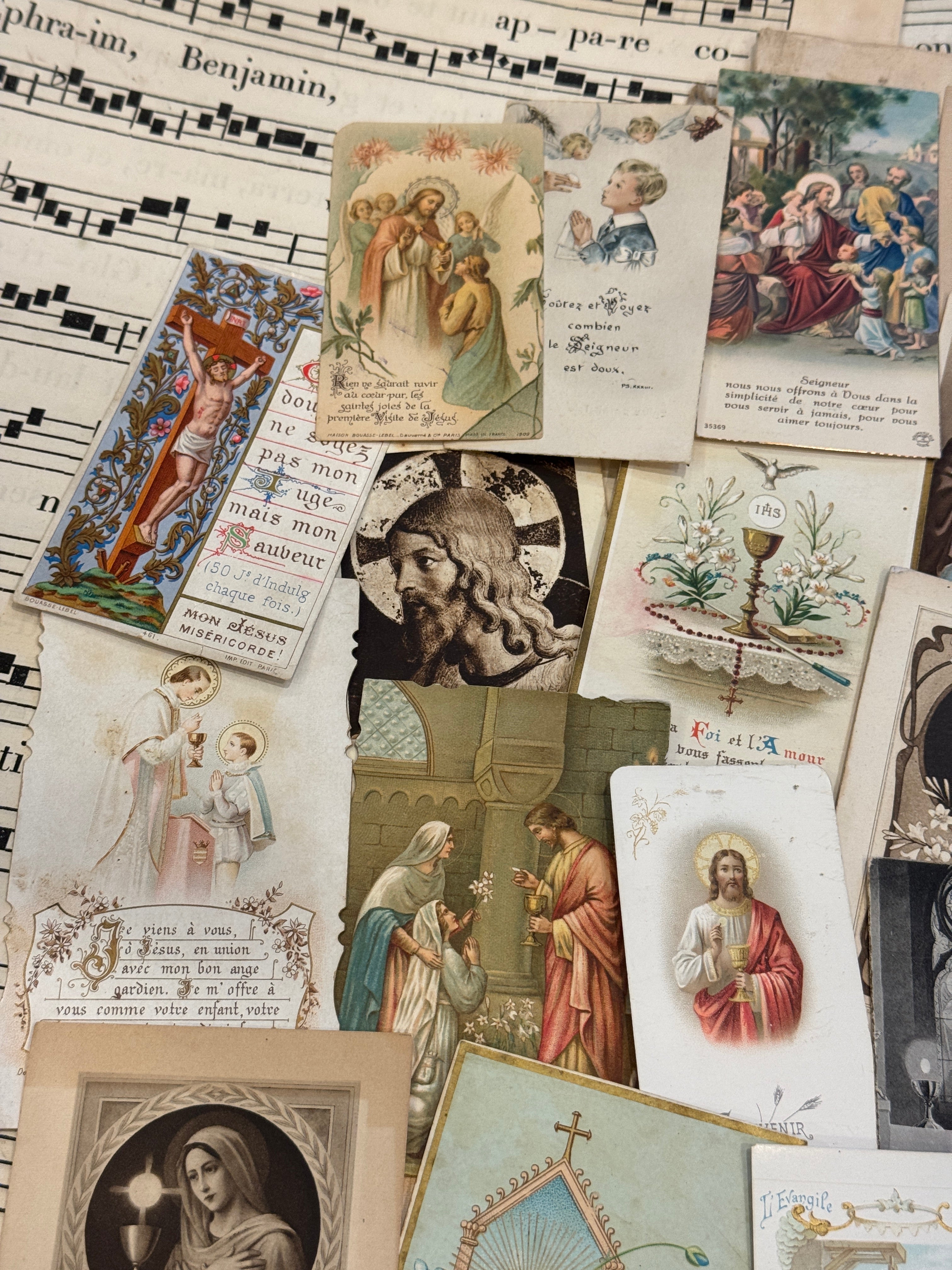 Set of 19 - 19th - 20th C French Religious Holy Cards
