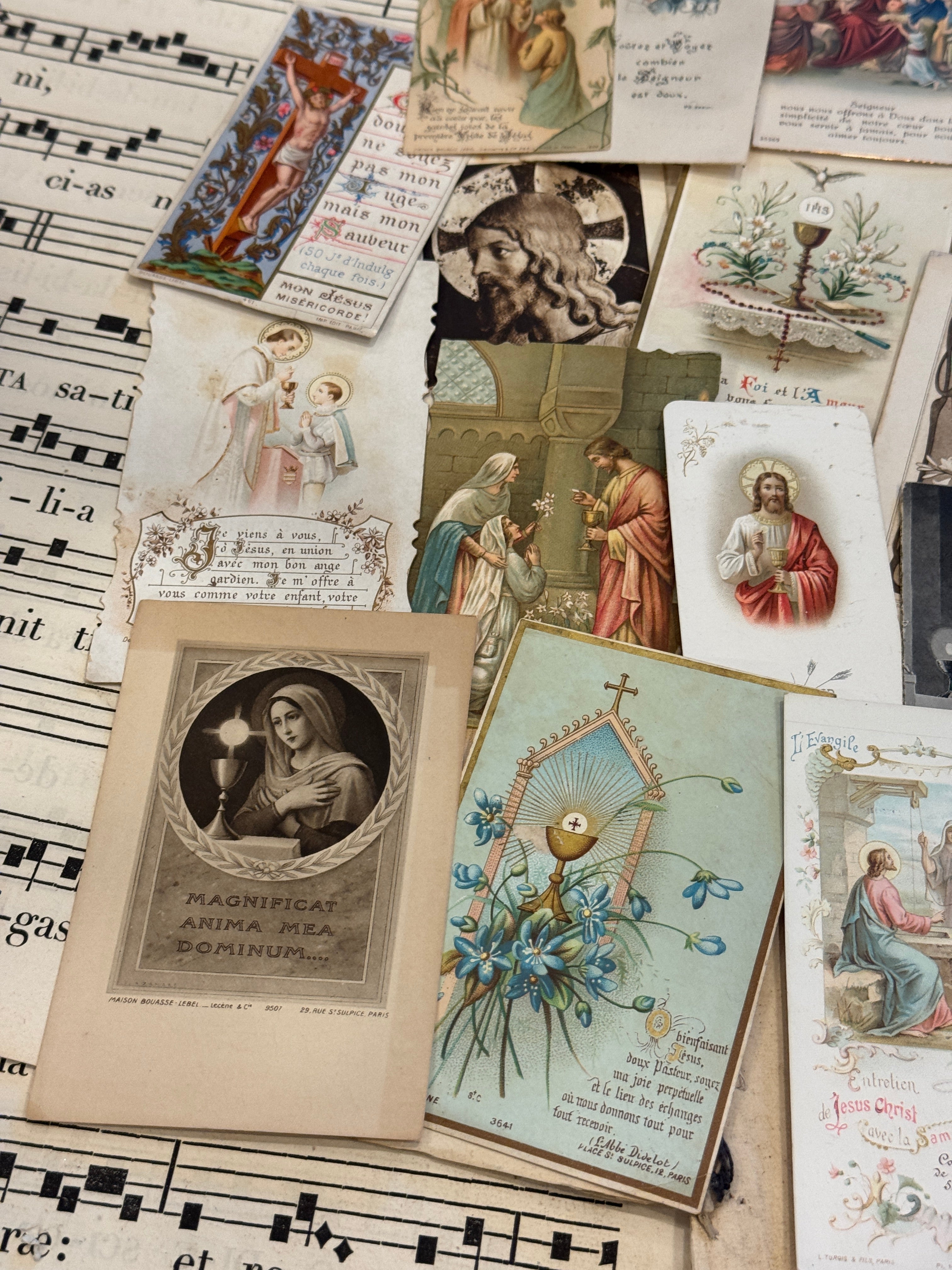 Set of 19 - 19th - 20th C French Religious Holy Cards
