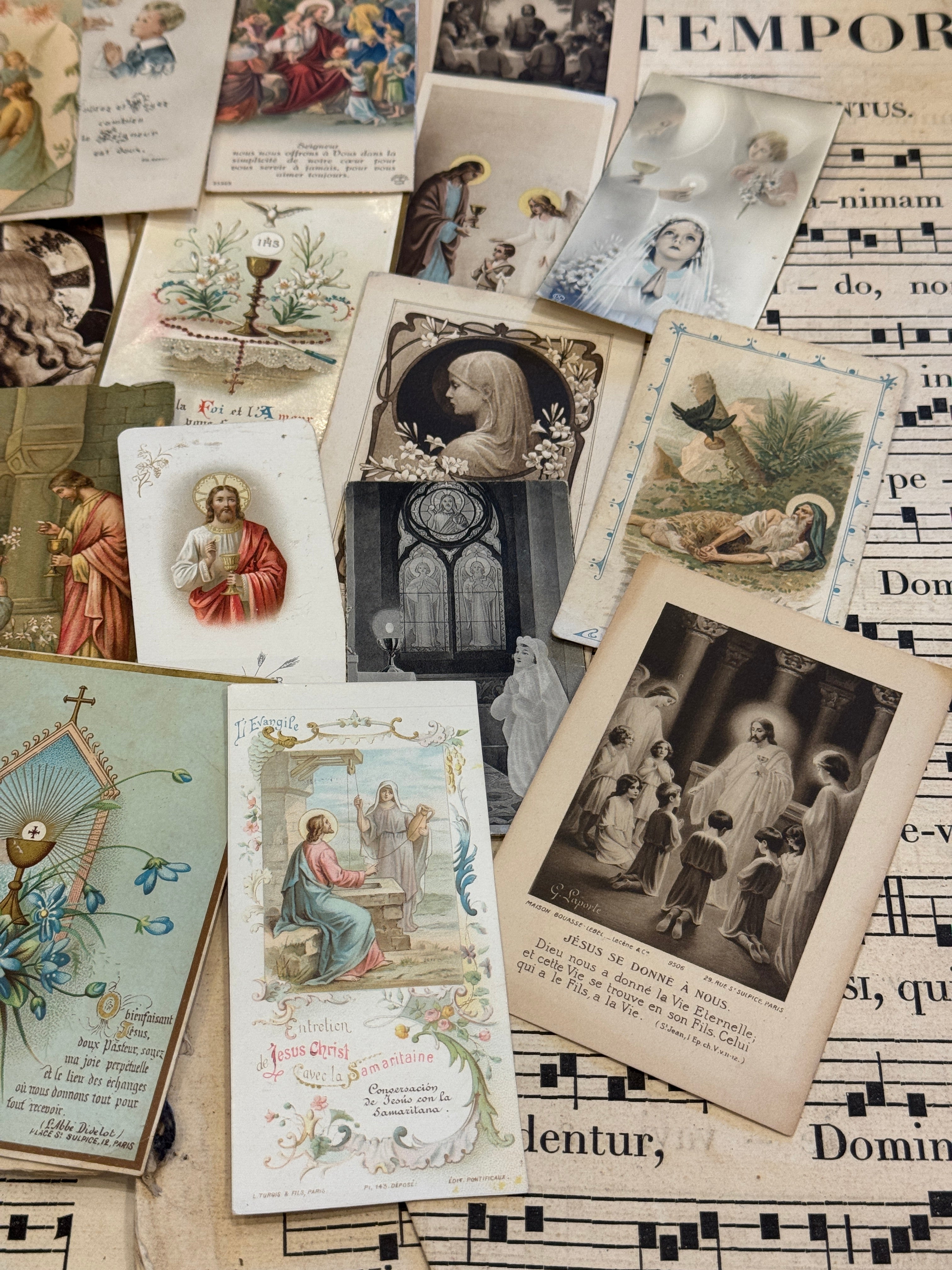 Set of 19 - 19th - 20th C French Religious Holy Cards