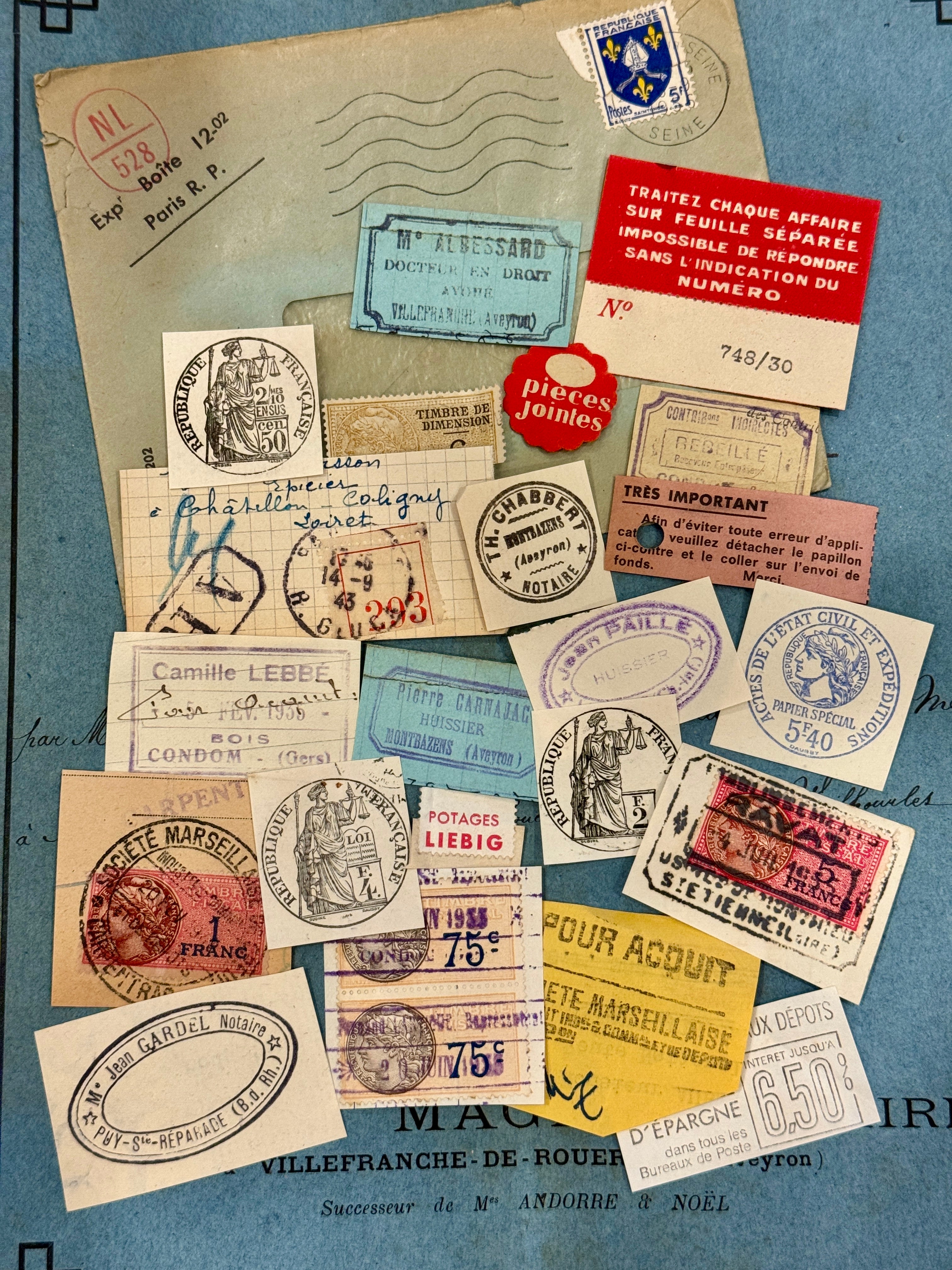 Antique French Envelope with Misc. Ephemera