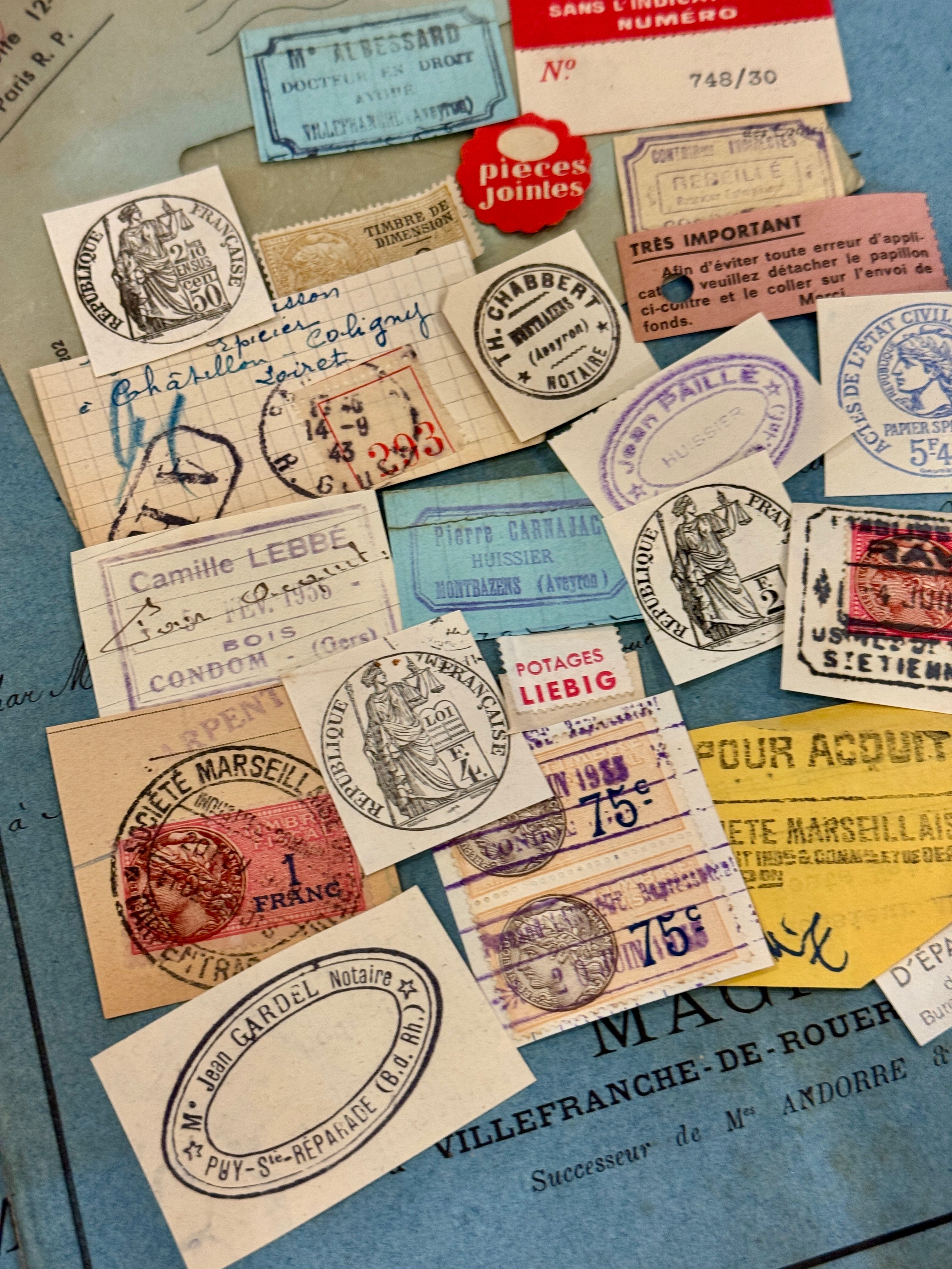 Antique French Envelope with Misc. Ephemera