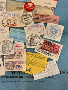 Antique French Envelope with Misc. Ephemera