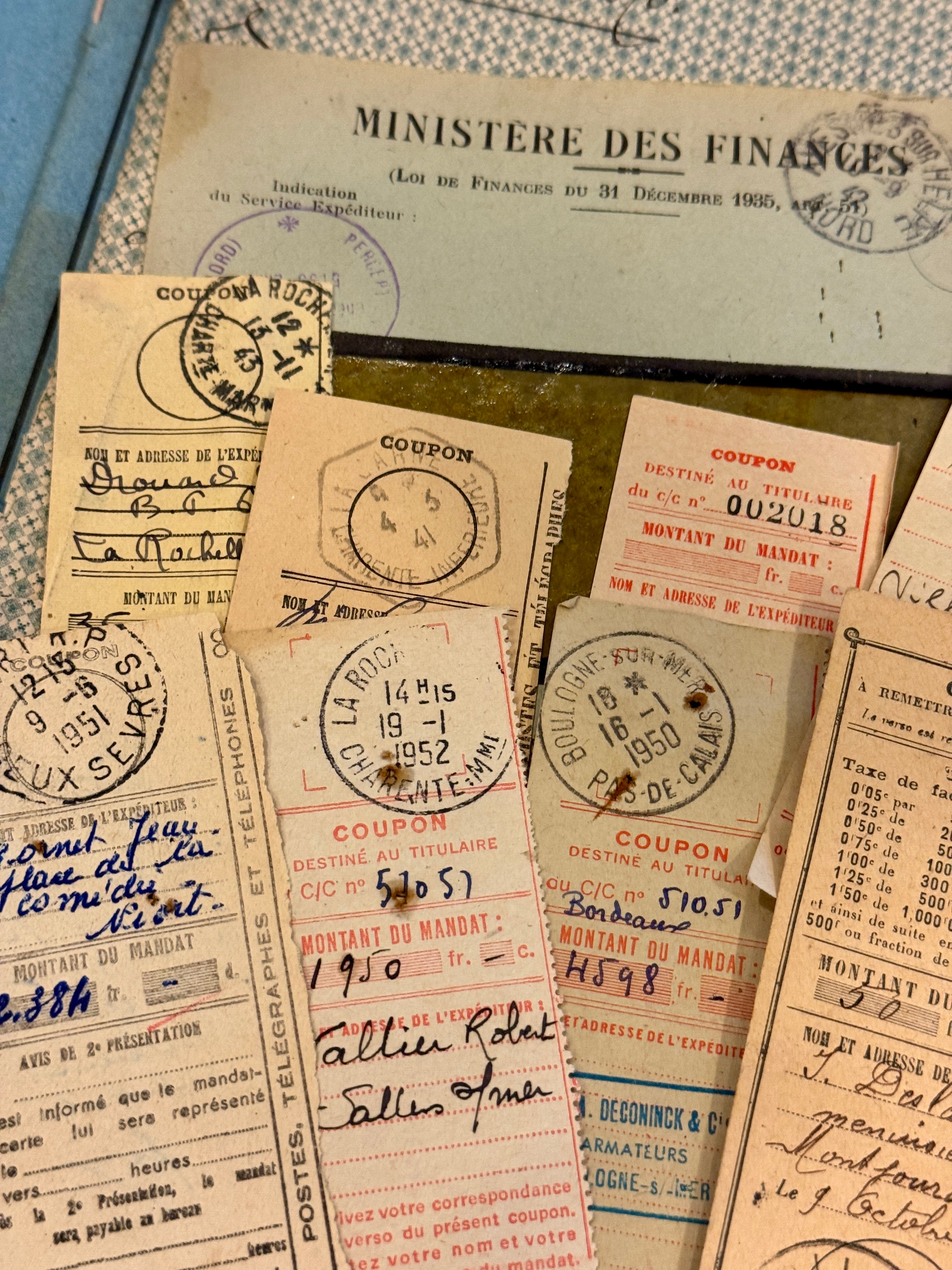 Antique French Envelope with Assorted Tax Receipts