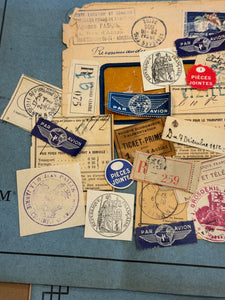 Antique French Envelope with Misc. Ephemera