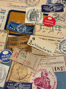 Antique French Envelope with Misc. Ephemera