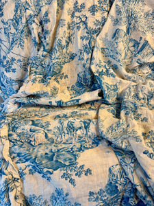 Antique French 1800s Timeworn Cotton Toile *