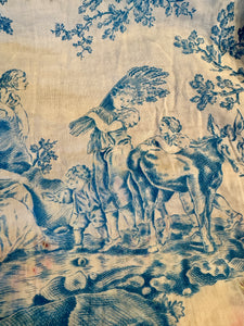 Antique French 1800s Timeworn Cotton Toile *