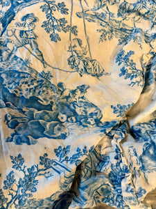 Antique French 1800s Timeworn Cotton Toile *