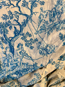 Antique French 1800s Timeworn Cotton Toile *
