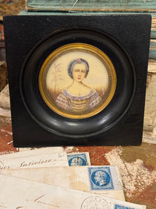 Antique 1800s French Miniature Portrait