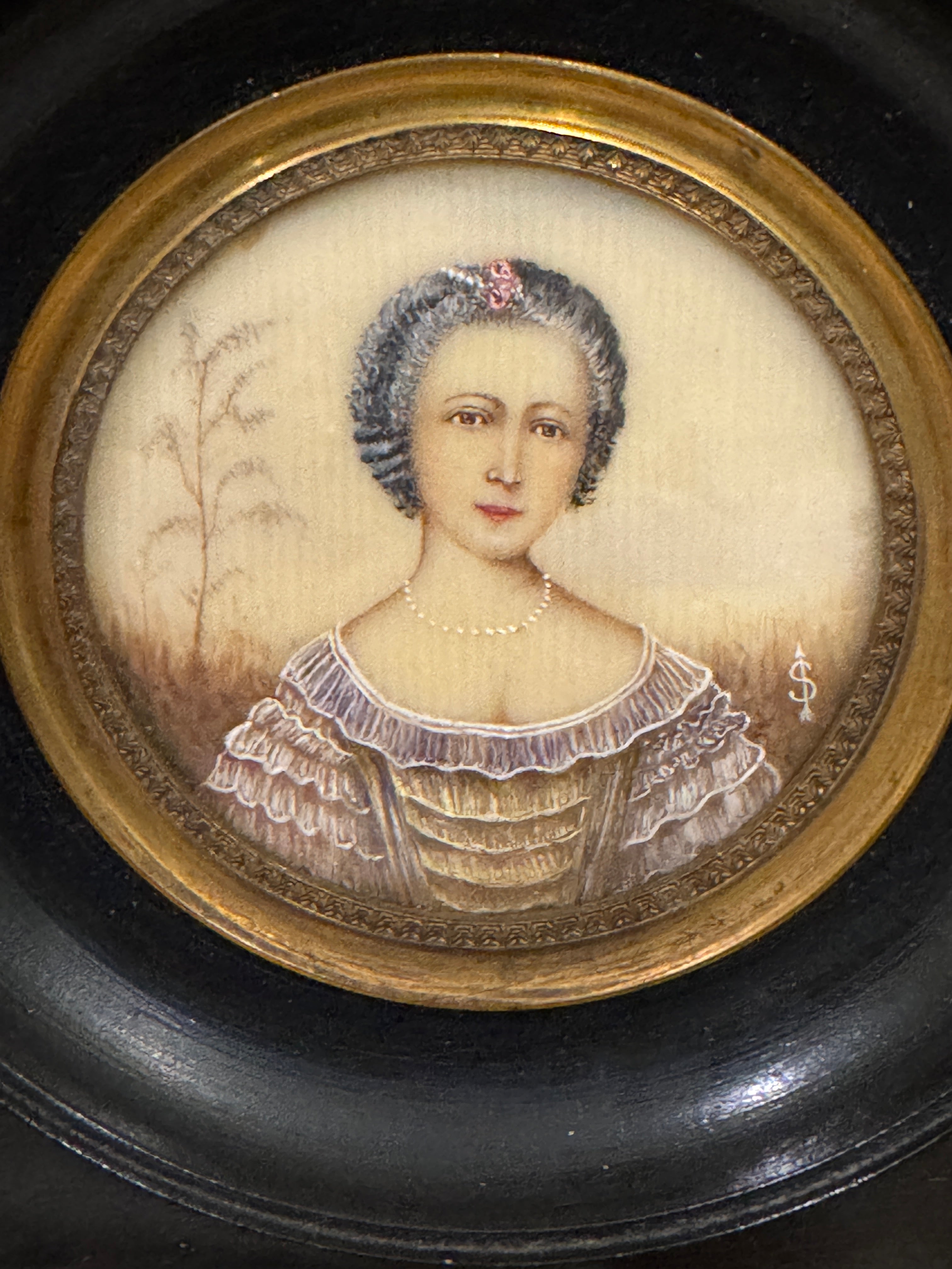 Antique 1800s French Miniature Portrait