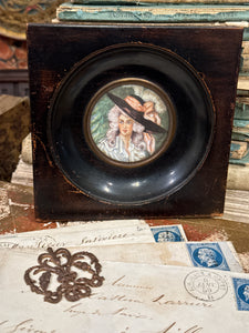 Antique French Miniature Hand Painted Portrait of a Woman