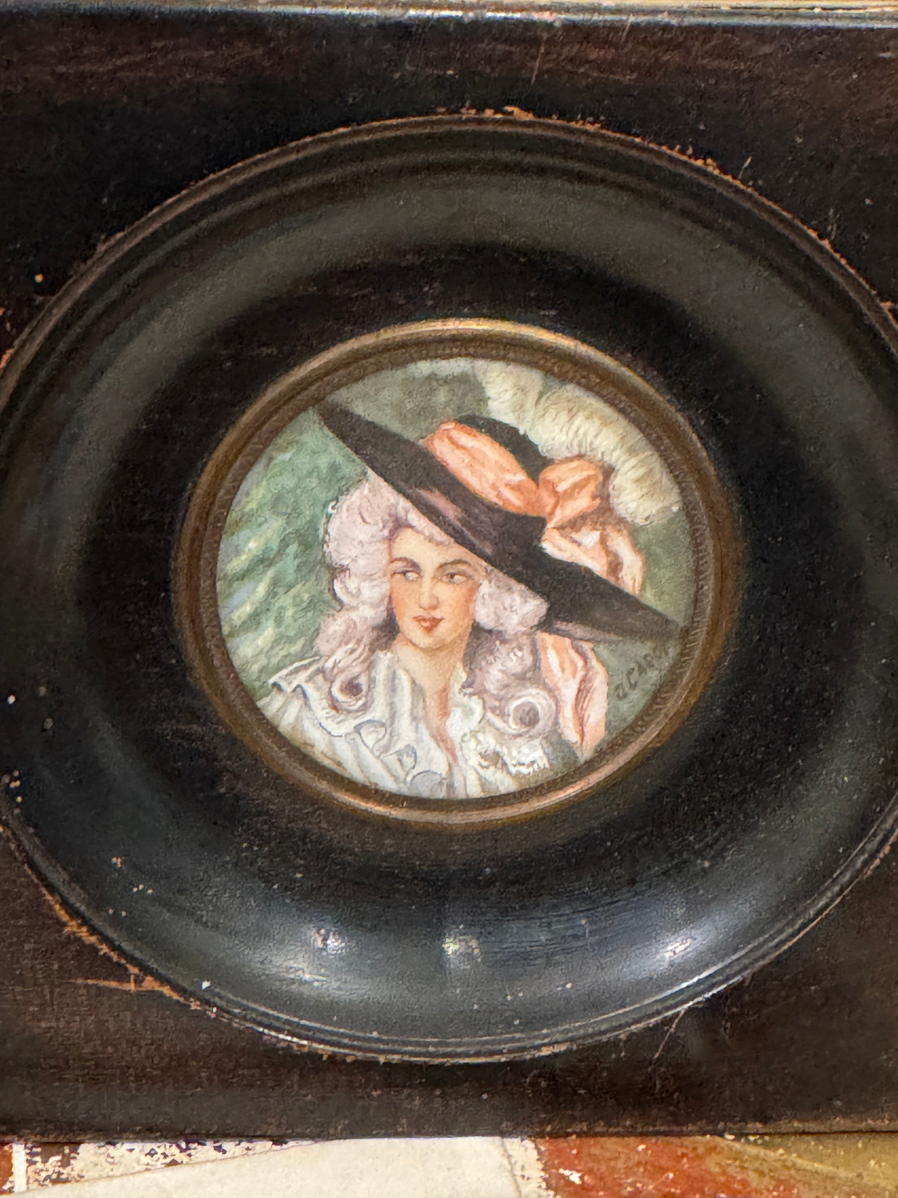 Antique French Miniature Hand Painted Portrait of a Woman