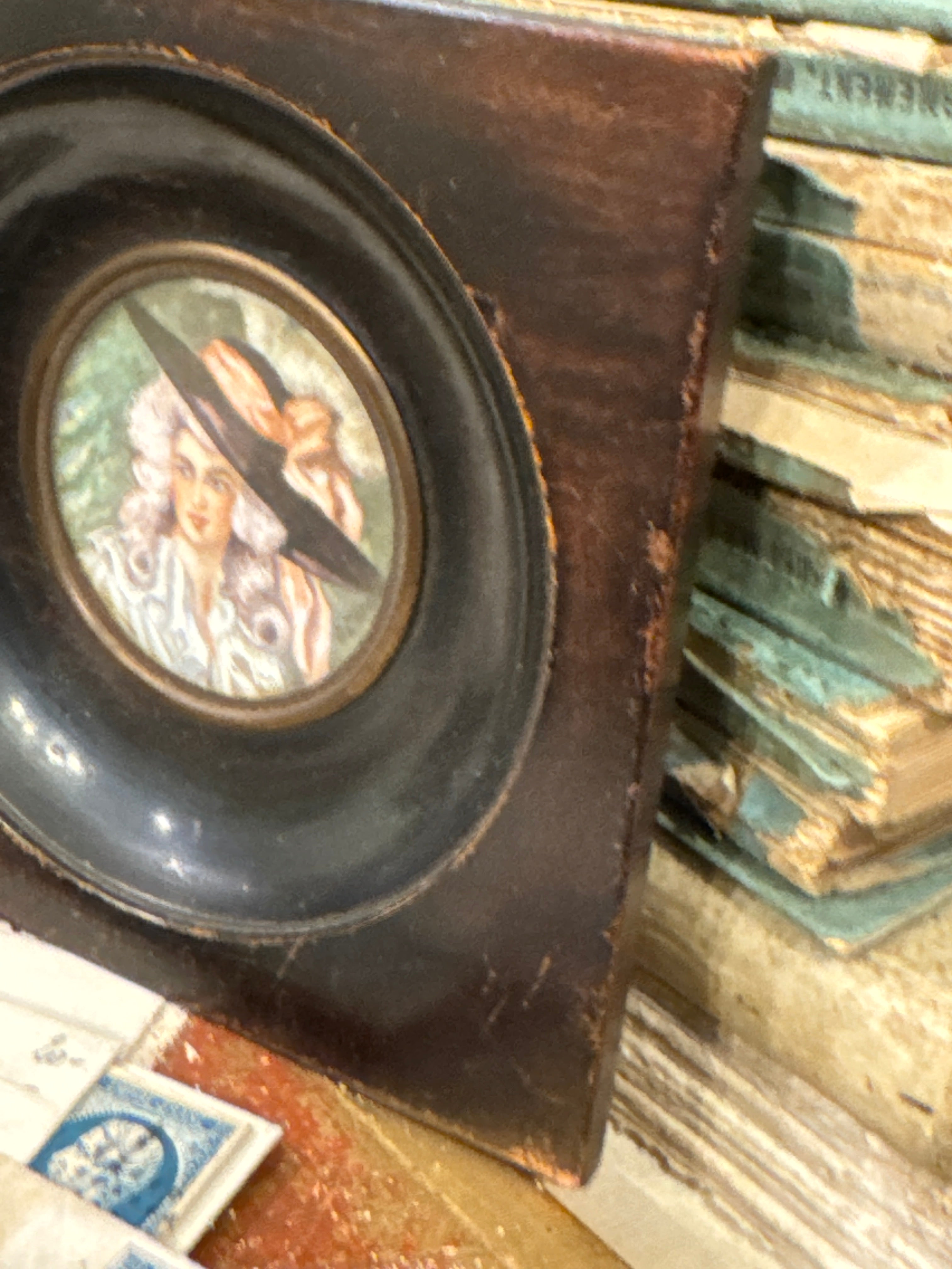 Antique French Miniature Hand Painted Portrait of a Woman