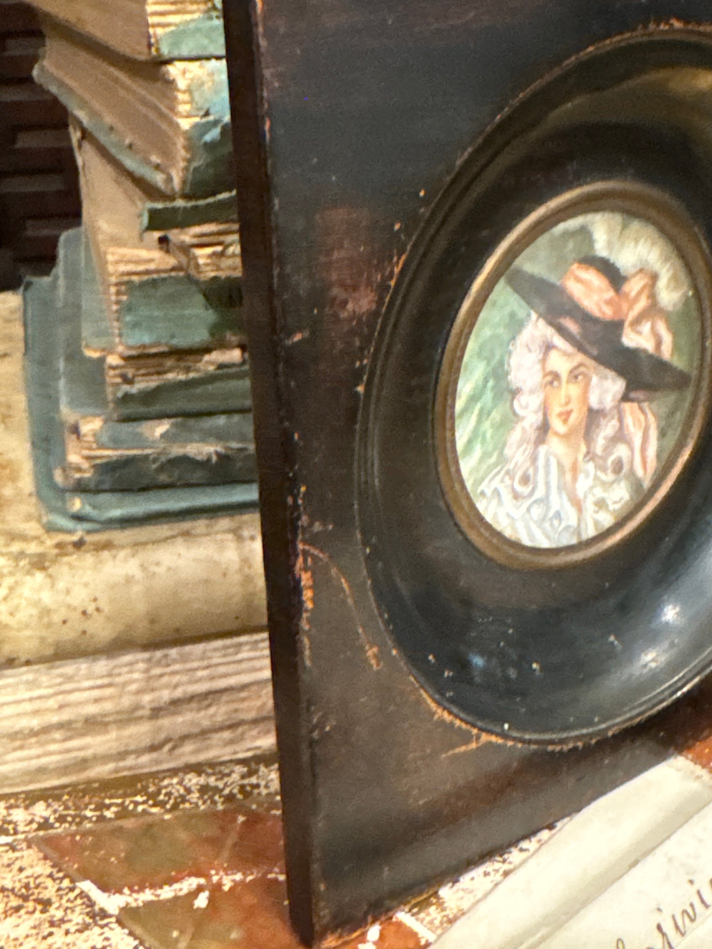 Antique French Miniature Hand Painted Portrait of a Woman