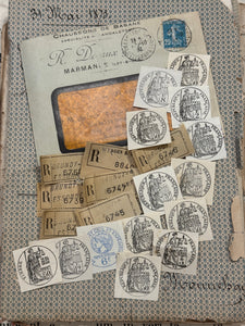 Antique French Envelope with Misc. Ephemera